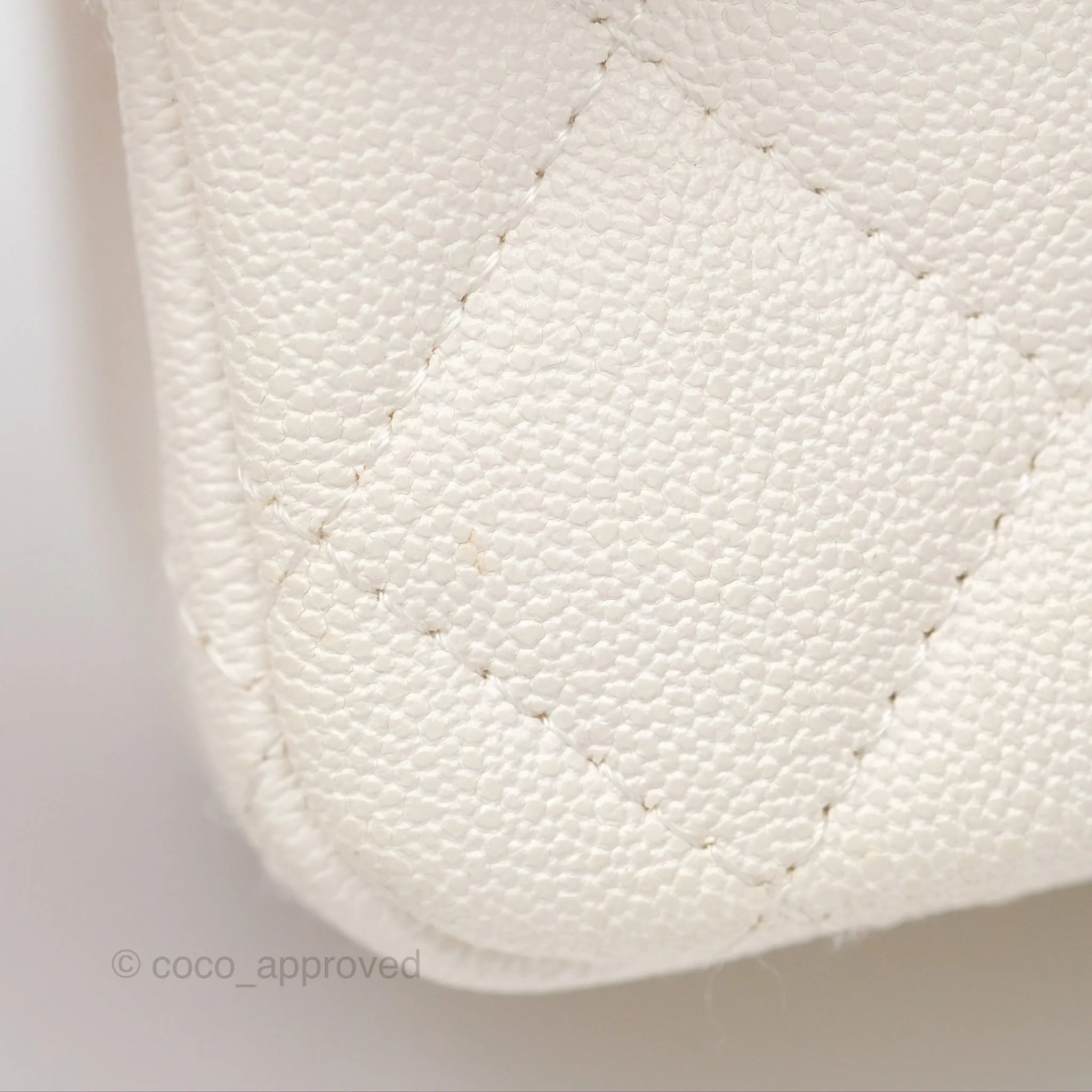 Chanel Top Handle Mini Rectangular Flap Bag Ivory White Caviar Aged Gold Hardware