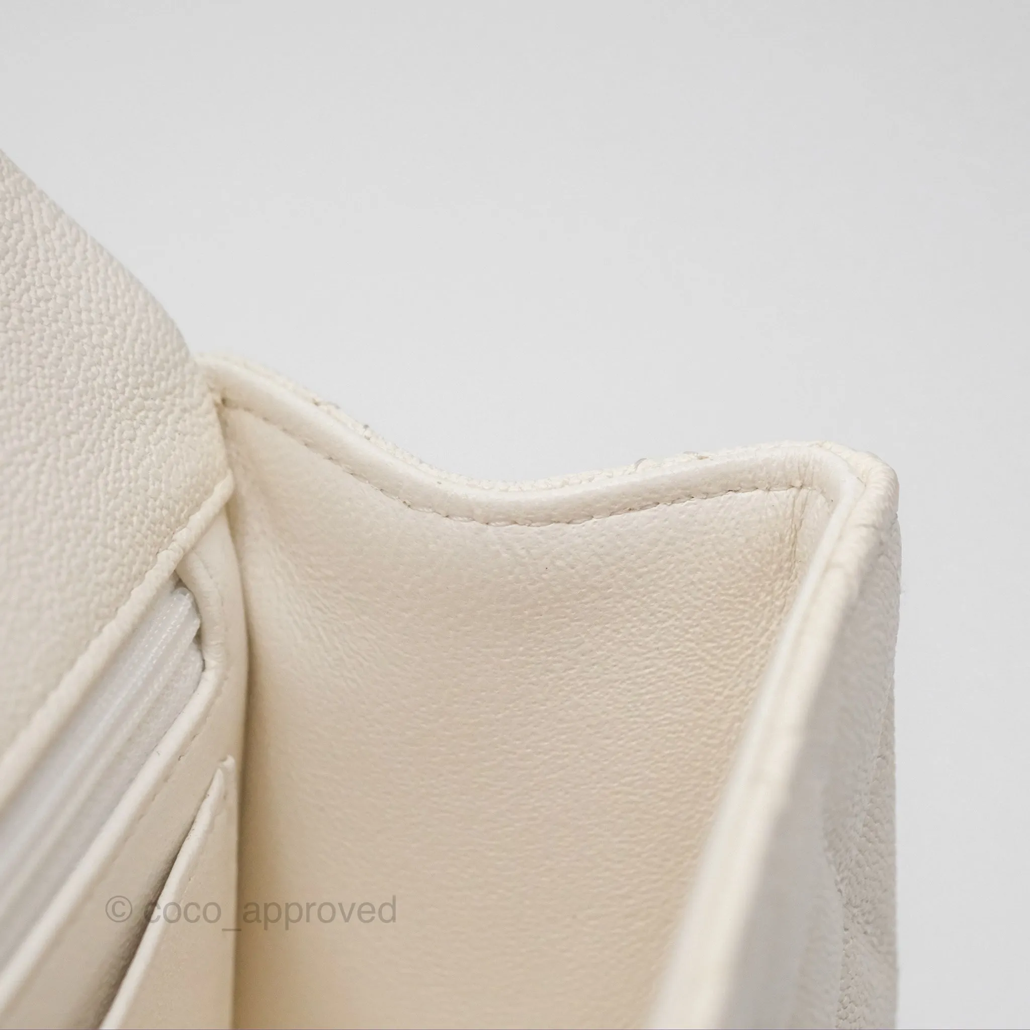 Chanel Top Handle Mini Rectangular Flap Bag Ivory White Caviar Aged Gold Hardware