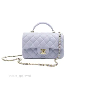 Chanel Top Handle Mini Rectangular Flap Bag Lilac Lambskin Gold Hardware