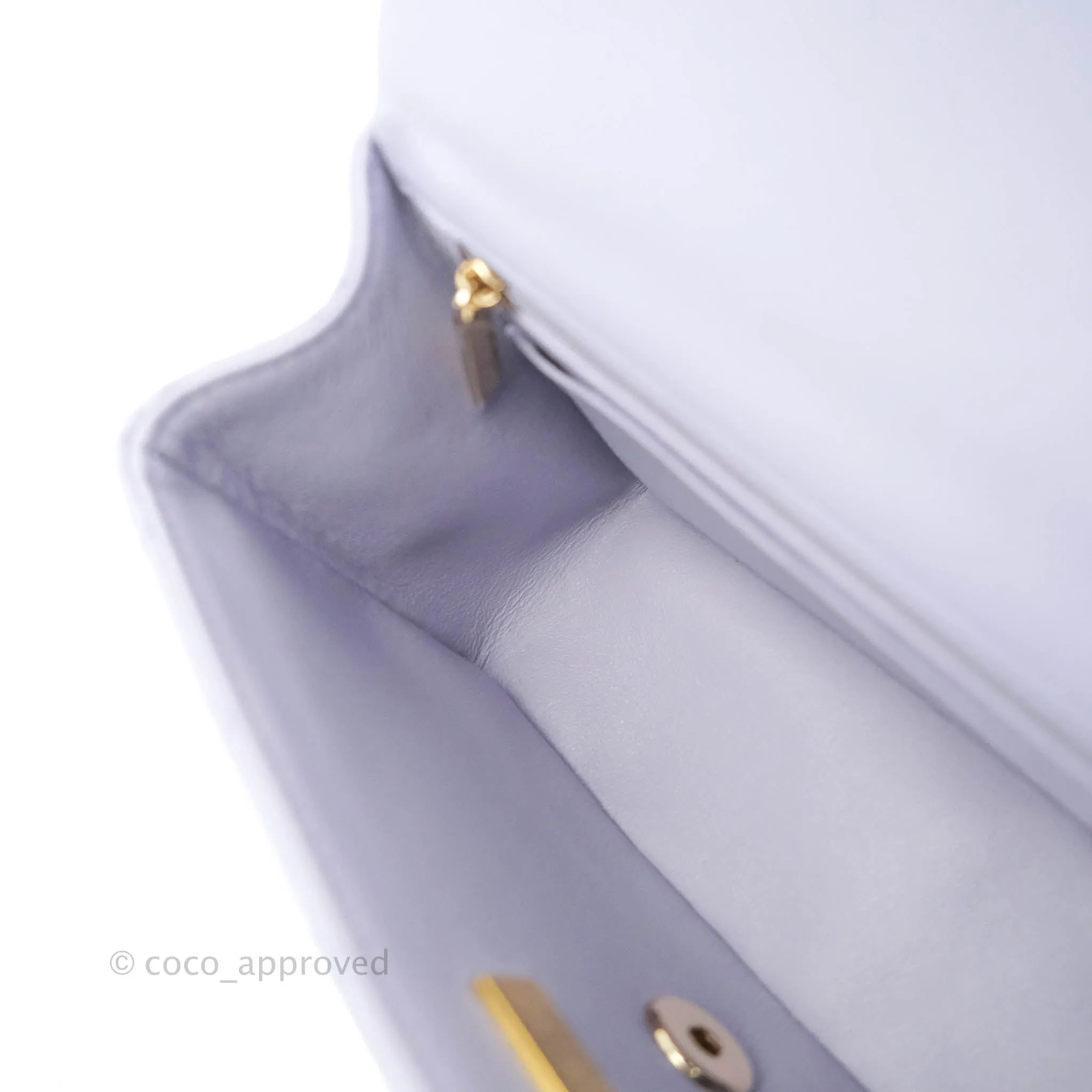 Chanel Top Handle Mini Rectangular Flap Bag Lilac Lambskin Gold Hardware