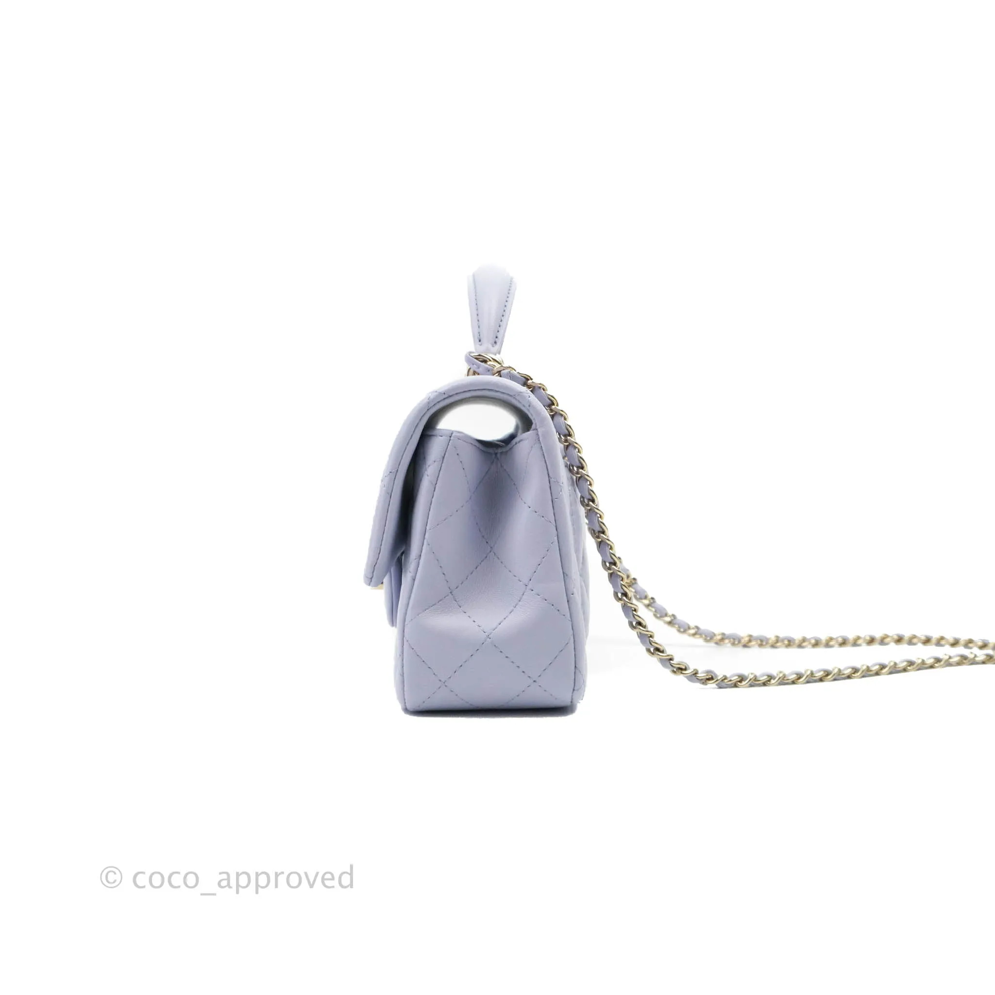 Chanel Top Handle Mini Rectangular Flap Bag Lilac Lambskin Gold Hardware