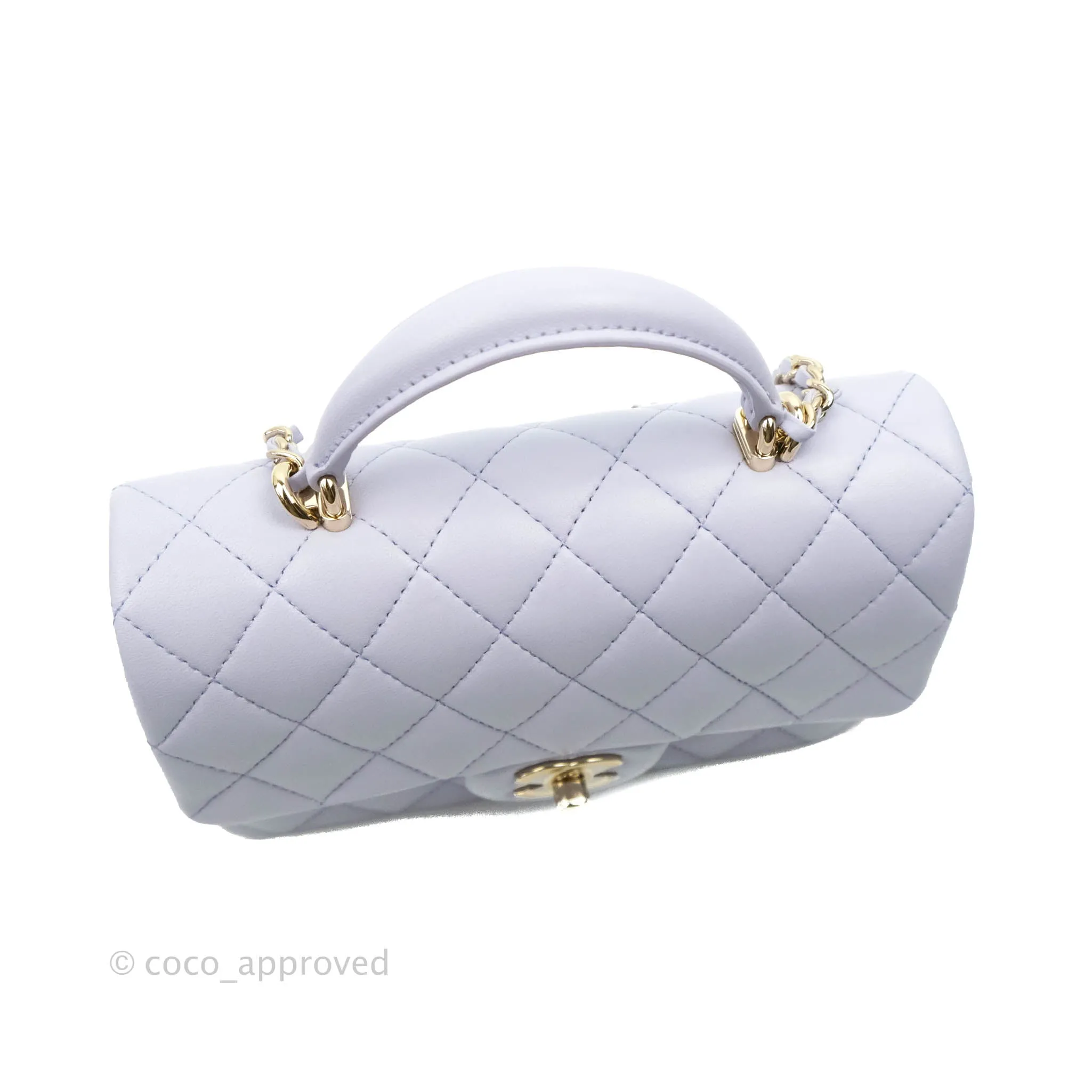 Chanel Top Handle Mini Rectangular Flap Bag Lilac Lambskin Gold Hardware