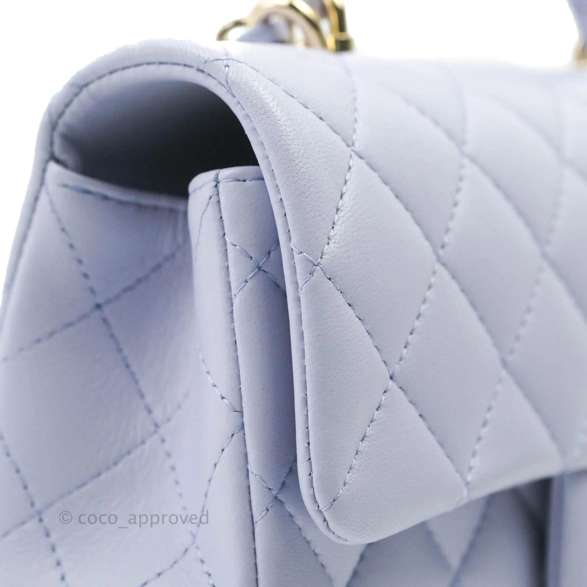 Chanel Top Handle Mini Rectangular Flap Bag Lilac Lambskin Gold Hardware