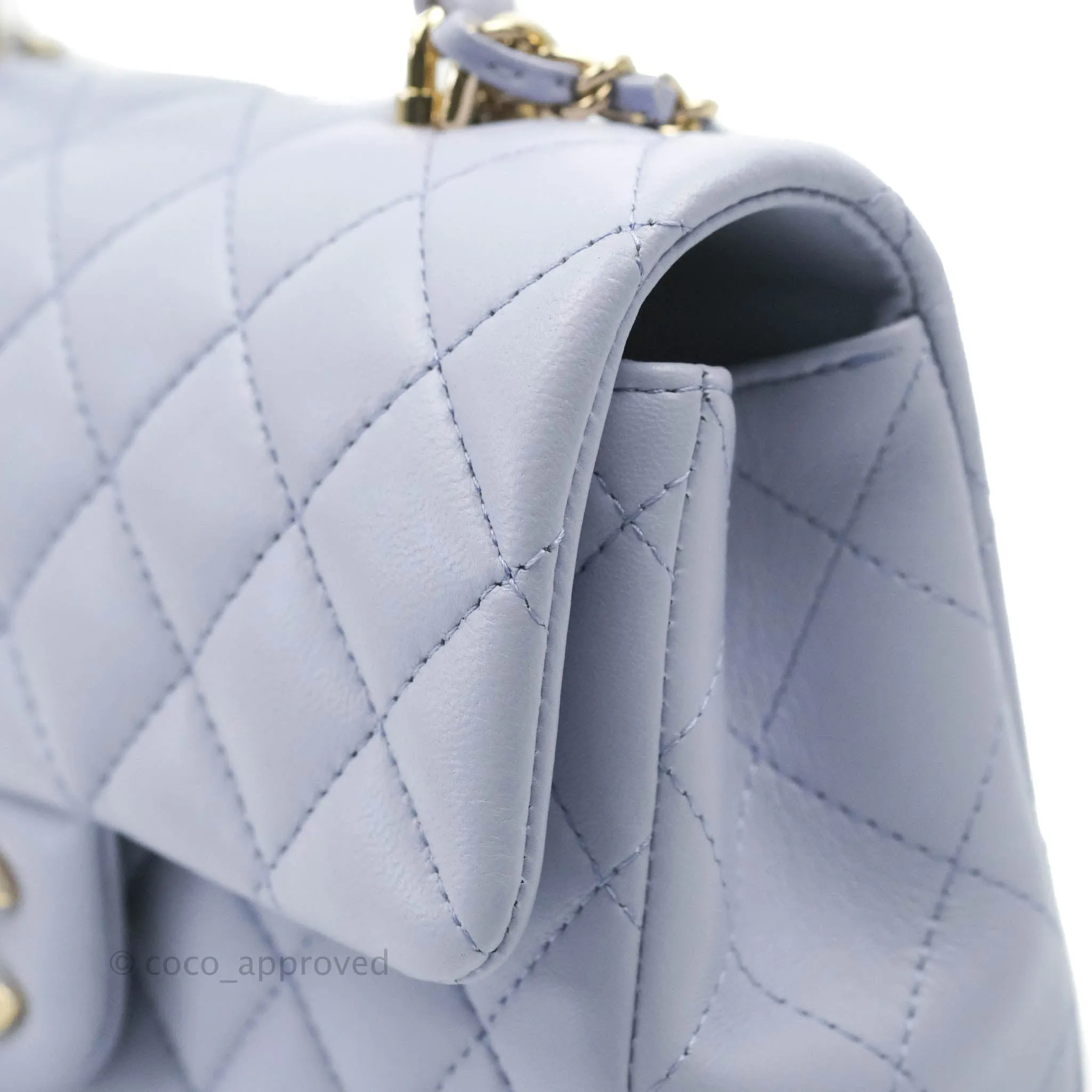 Chanel Top Handle Mini Rectangular Flap Bag Lilac Lambskin Gold Hardware