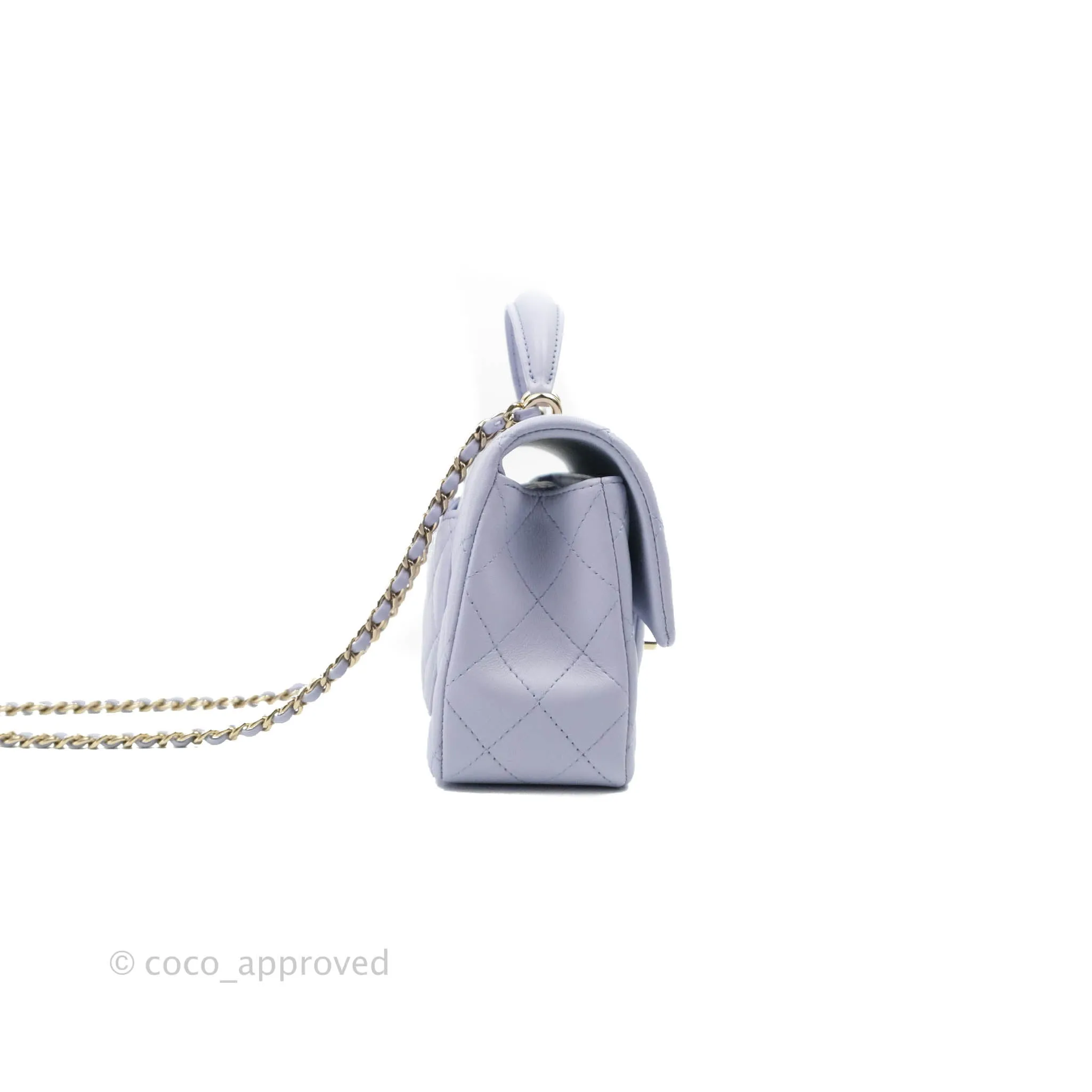 Chanel Top Handle Mini Rectangular Flap Bag Lilac Lambskin Gold Hardware