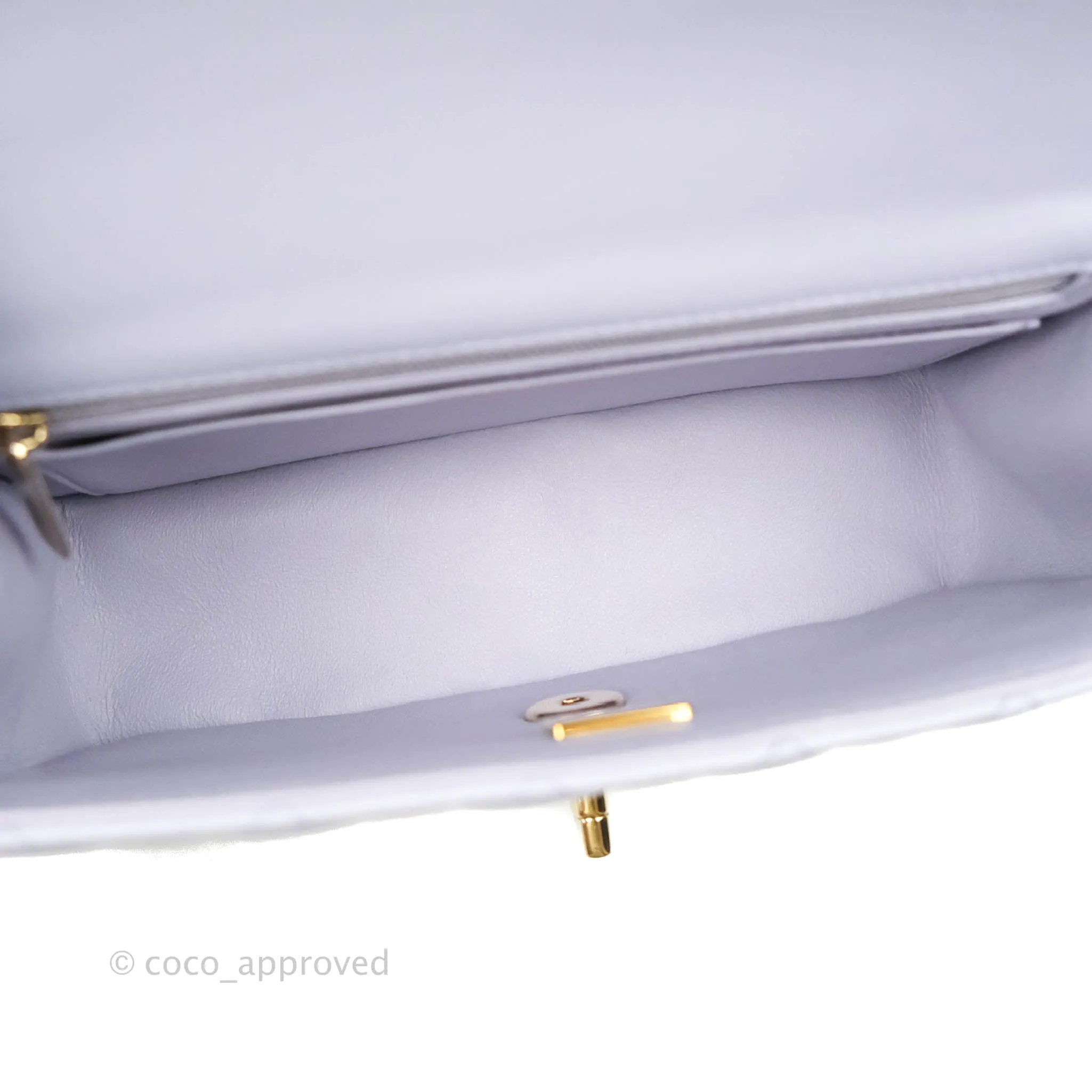 Chanel Top Handle Mini Rectangular Flap Bag Lilac Lambskin Gold Hardware