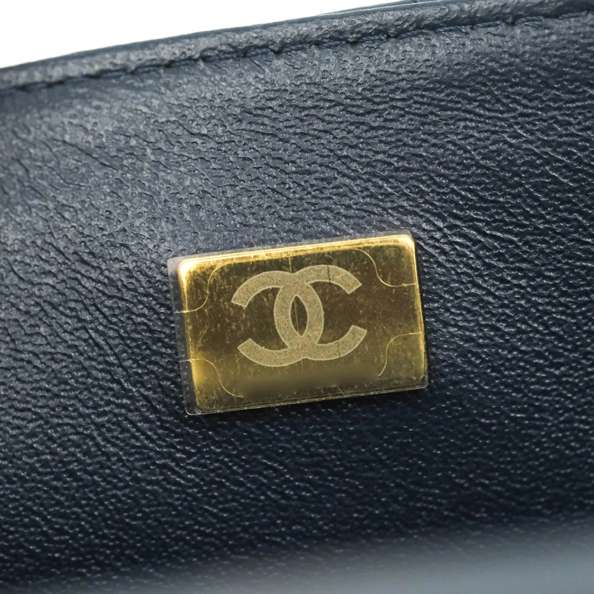Chanel Top Handle Mini Rectangular Flap Bag Navy Lambskin Gold Hardware