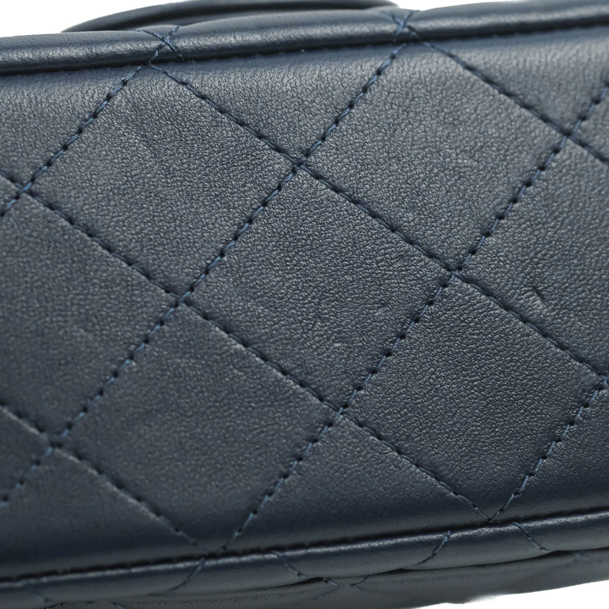 Chanel Top Handle Mini Rectangular Flap Bag Navy Lambskin Gold Hardware