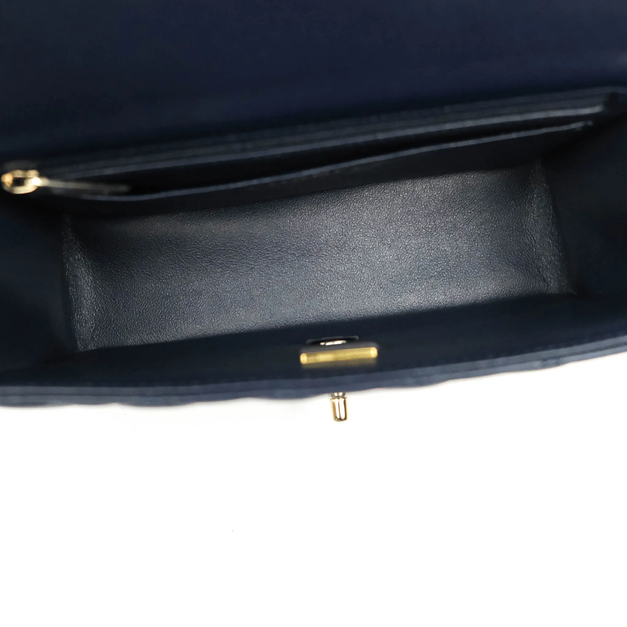 Chanel Top Handle Mini Rectangular Flap Bag Navy Lambskin Gold Hardware