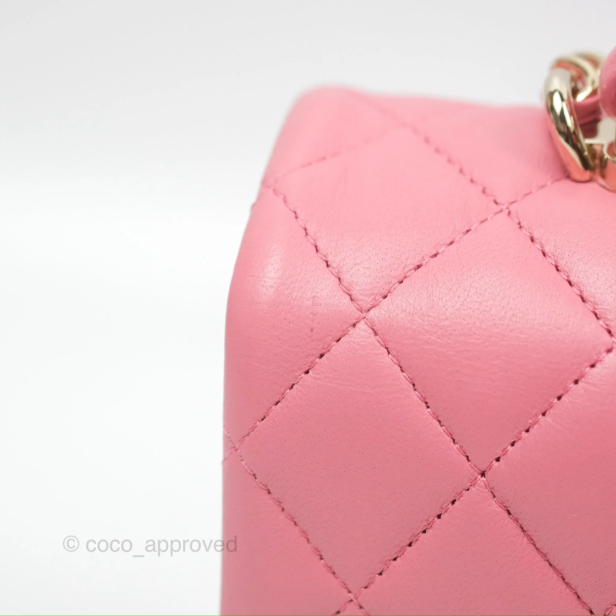 Chanel Top Handle Mini Rectangular Flap Bag Pink Lambskin Gold Hardware