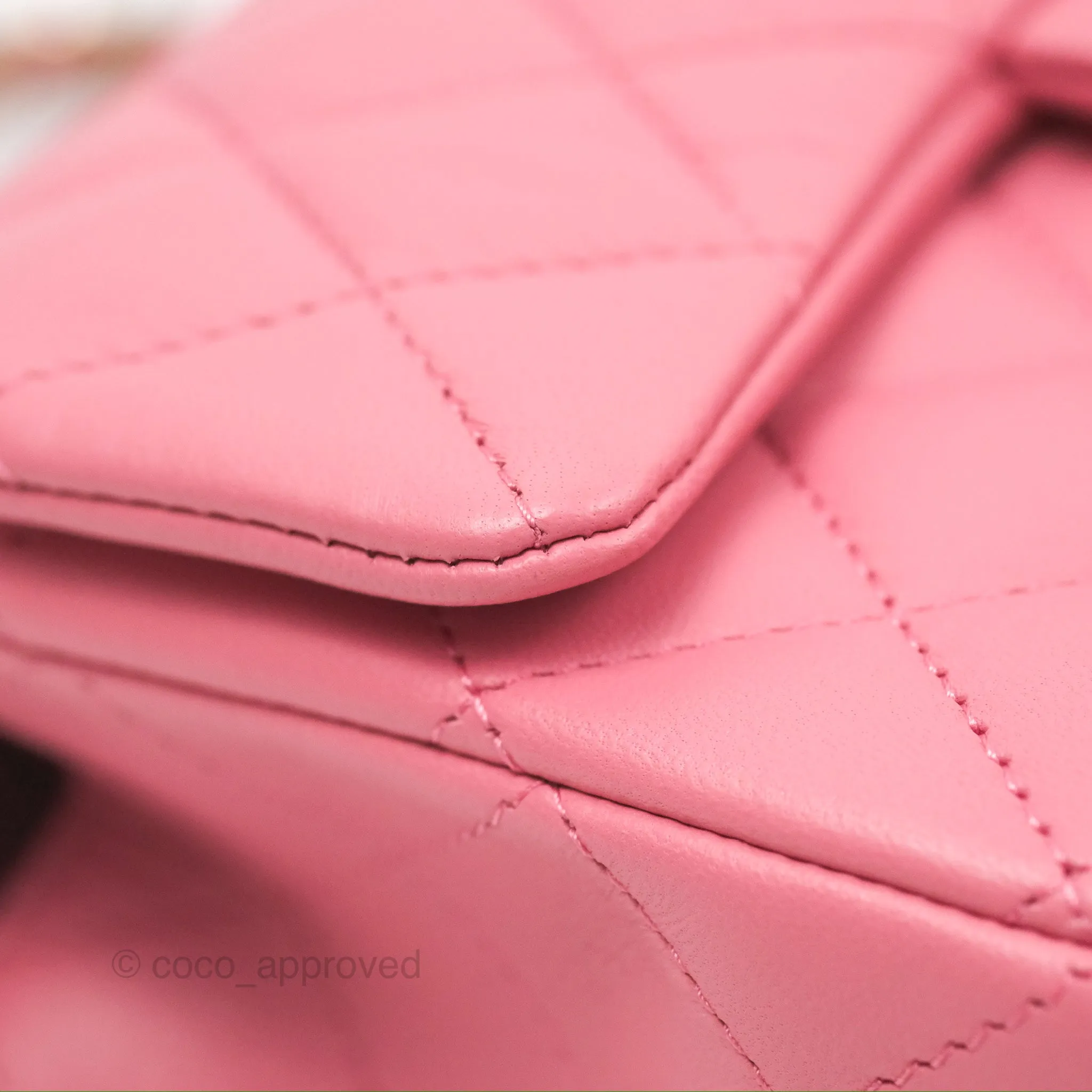 Chanel Top Handle Mini Rectangular Flap Bag Pink Lambskin Gold Hardware