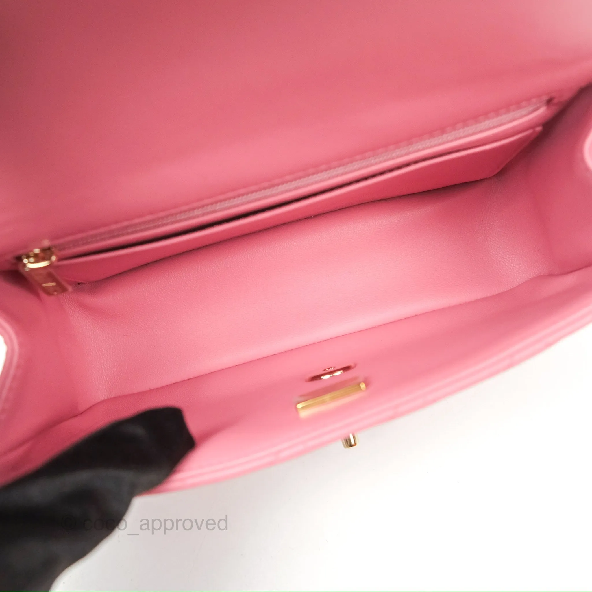 Chanel Top Handle Mini Rectangular Flap Bag Pink Lambskin Gold Hardware