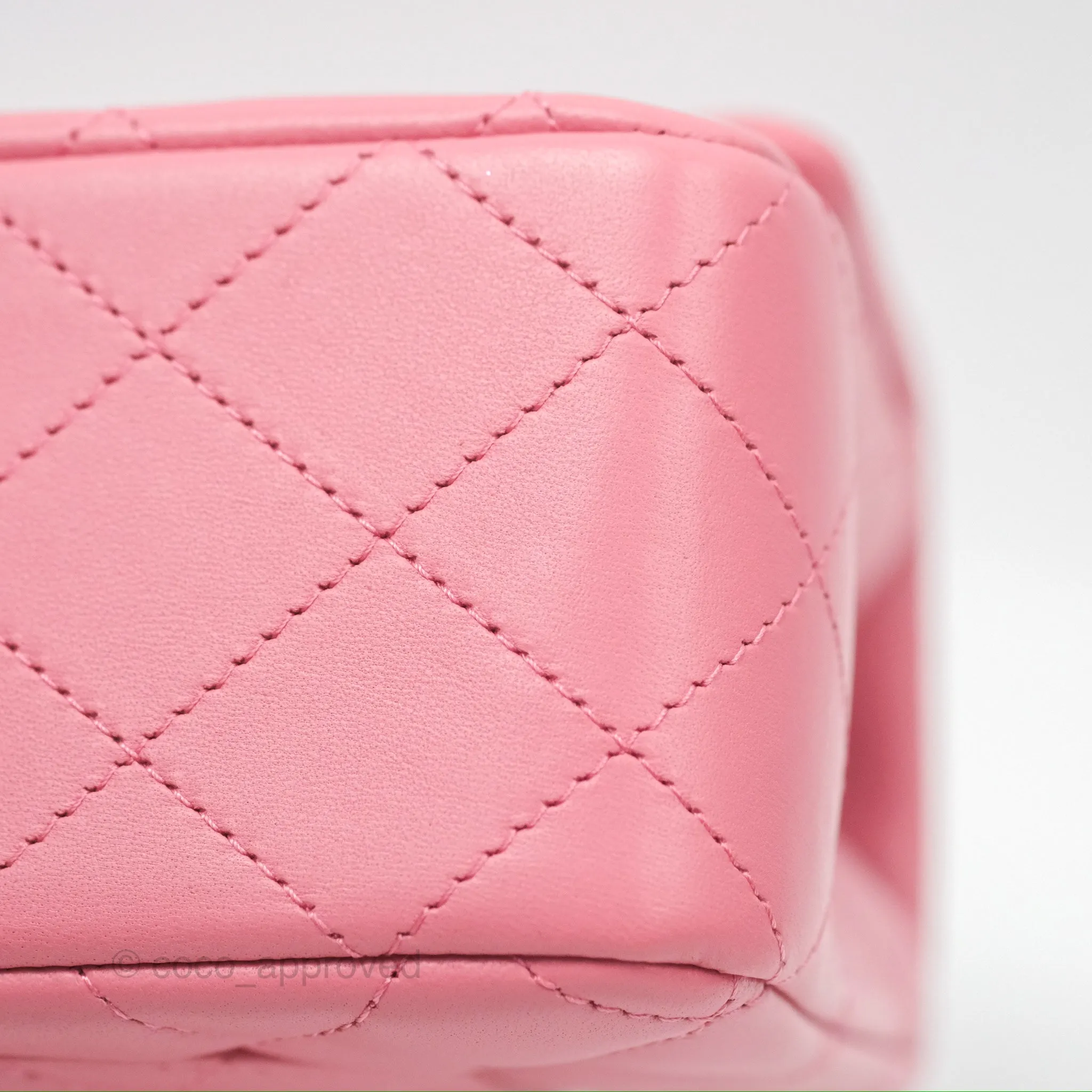 Chanel Top Handle Mini Rectangular Flap Bag Pink Lambskin Gold Hardware