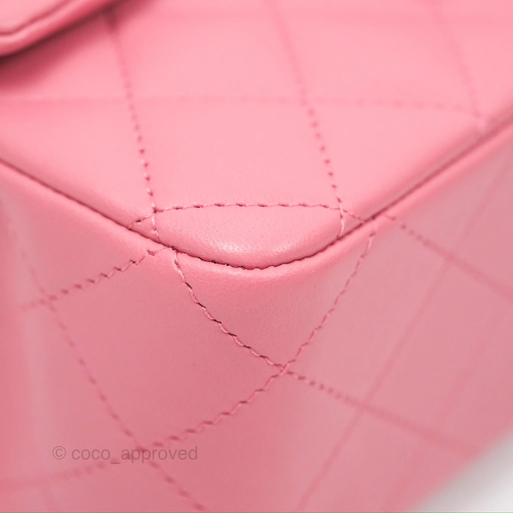 Chanel Top Handle Mini Rectangular Flap Bag Pink Lambskin Gold Hardware