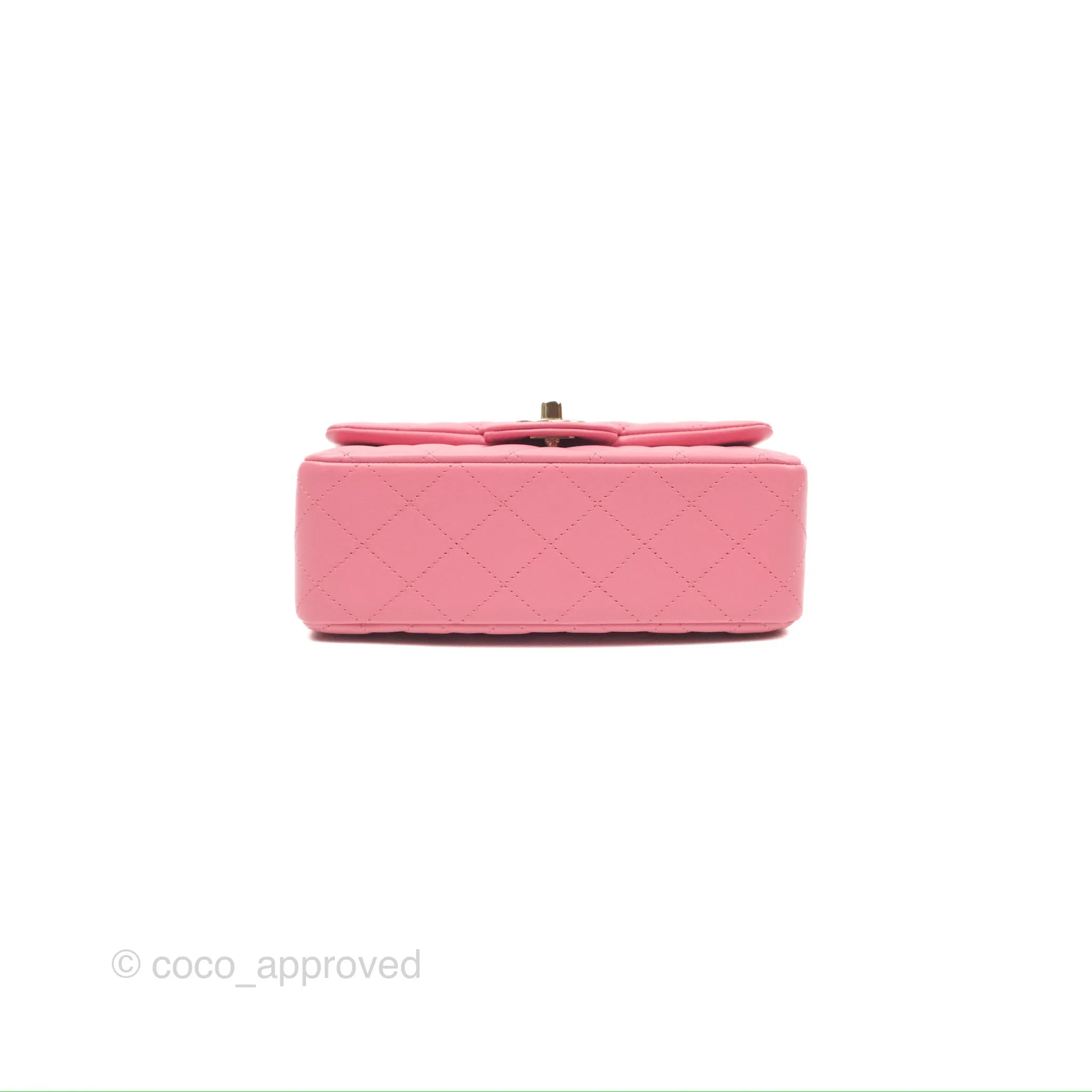 Chanel Top Handle Mini Rectangular Flap Bag Pink Lambskin Gold Hardware