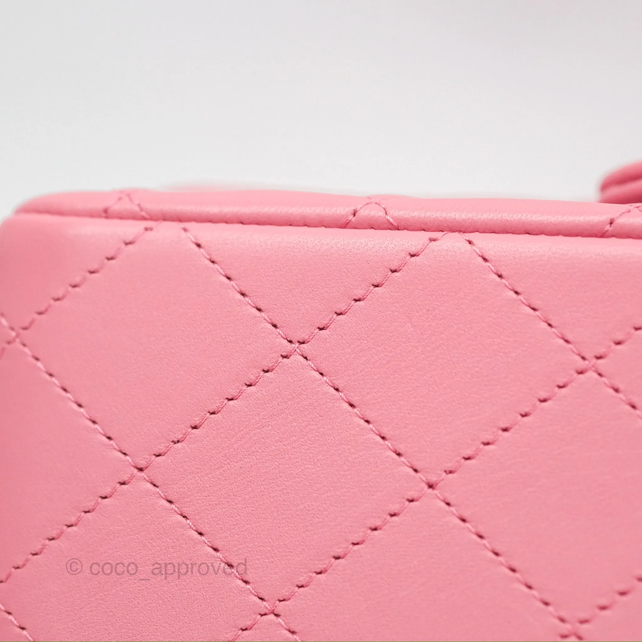 Chanel Top Handle Mini Rectangular Flap Bag Pink Lambskin Gold Hardware