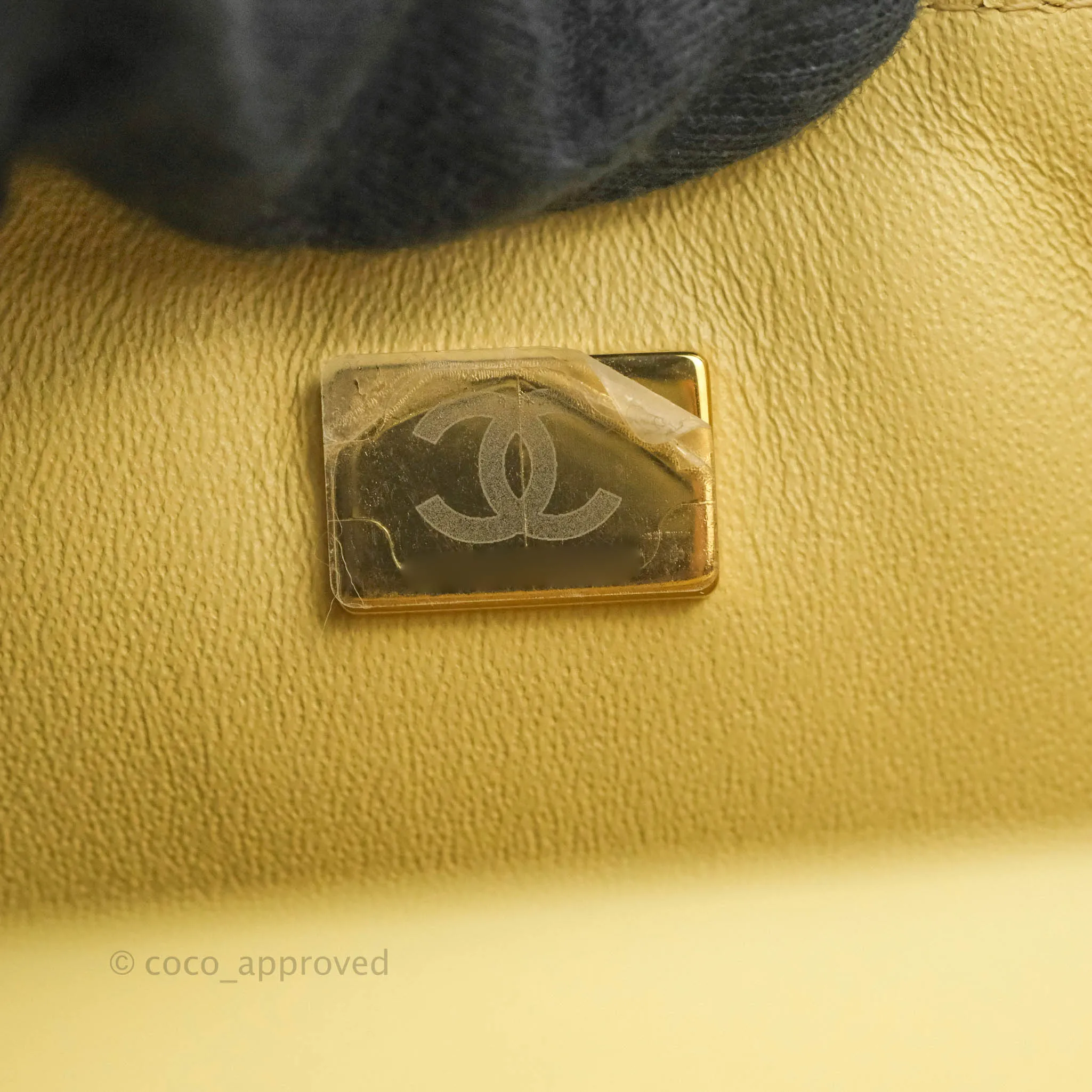 Chanel Top Handle Mini Rectangular Flap Bag Yellow Lambskin Gold Hardware