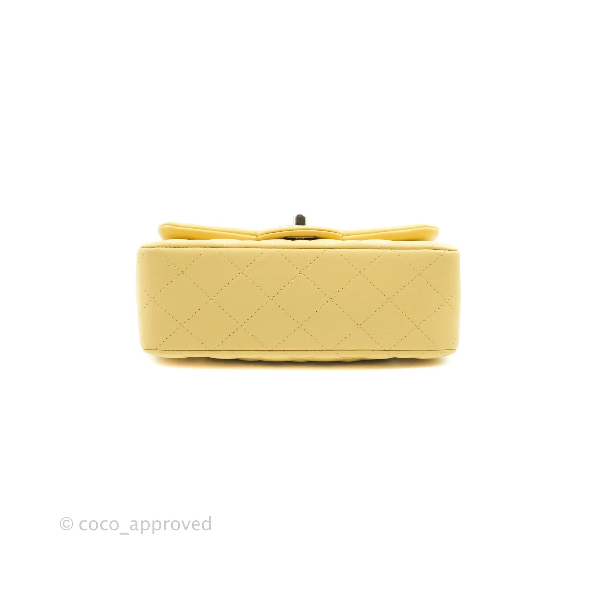 Chanel Top Handle Mini Rectangular Flap Bag Yellow Lambskin Gold Hardware