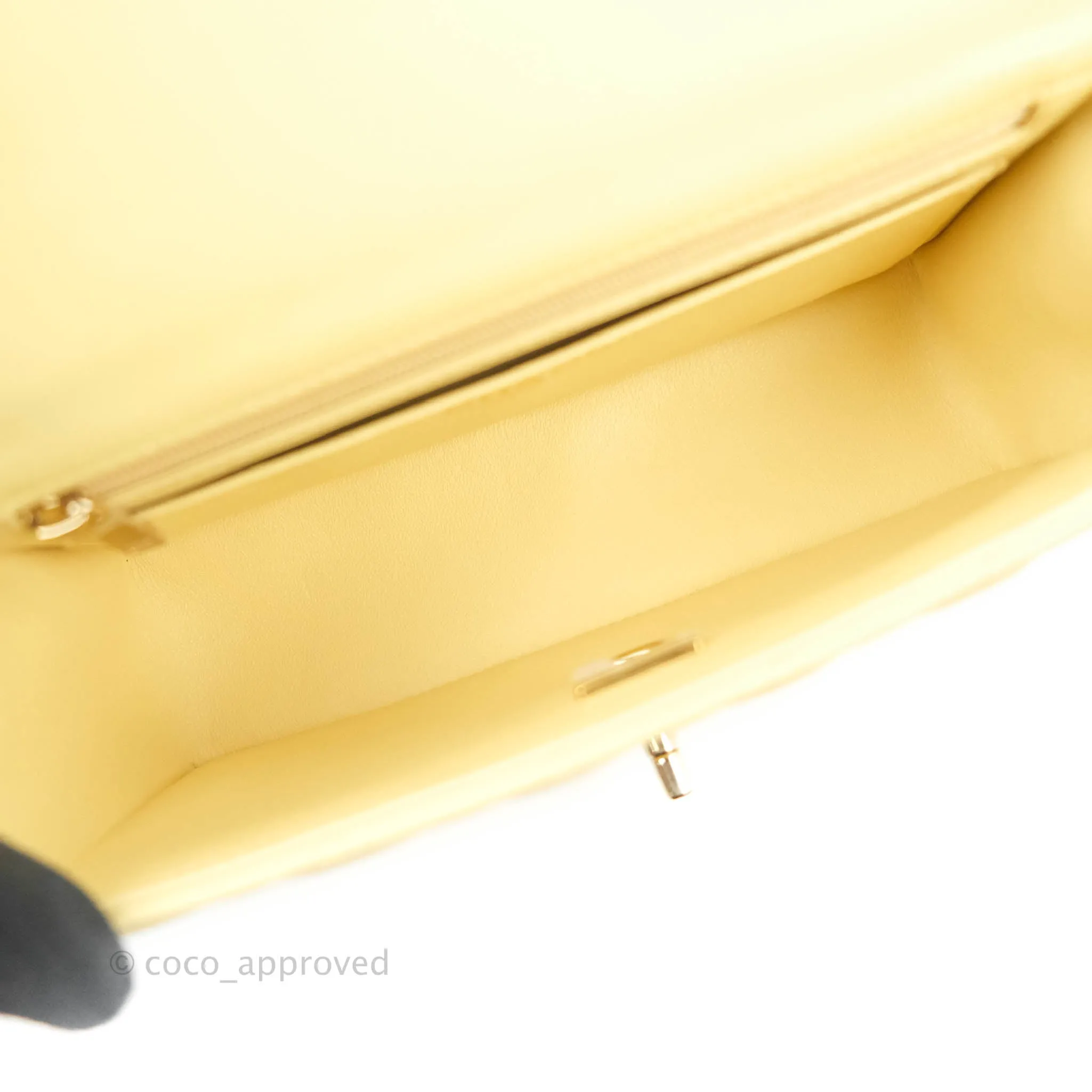 Chanel Top Handle Mini Rectangular Flap Bag Yellow Lambskin Gold Hardware