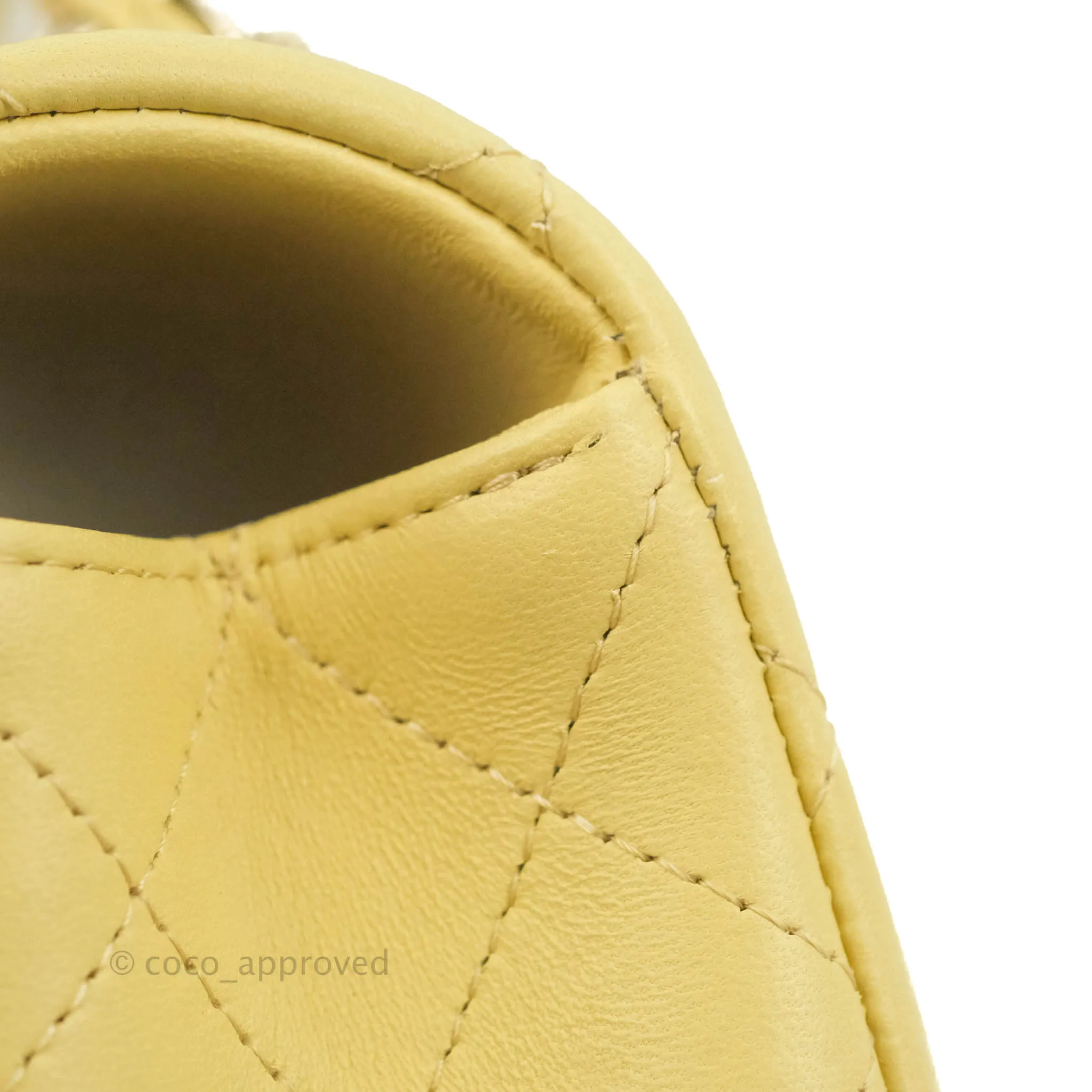 Chanel Top Handle Mini Rectangular Flap Bag Yellow Lambskin Gold Hardware
