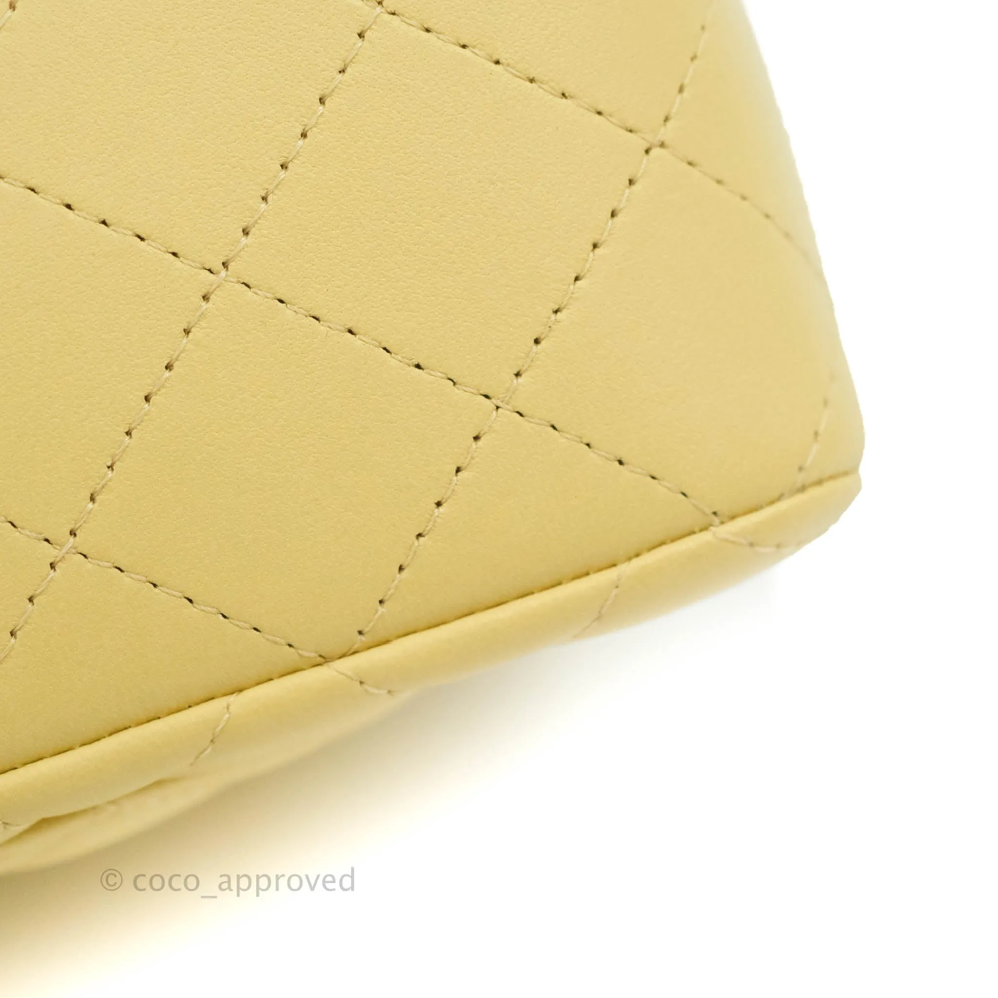 Chanel Top Handle Mini Rectangular Flap Bag Yellow Lambskin Gold Hardware
