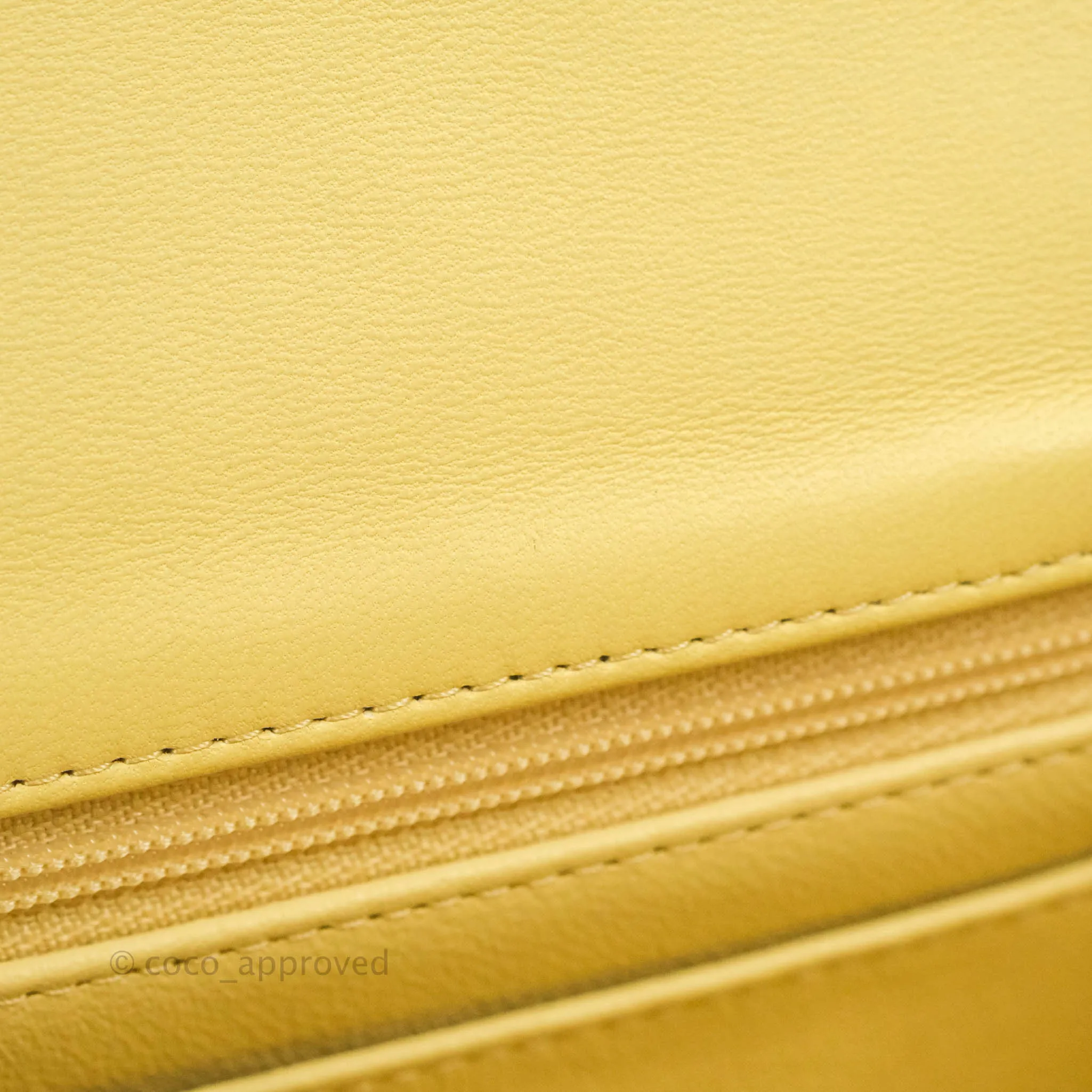 Chanel Top Handle Mini Rectangular Flap Bag Yellow Lambskin Gold Hardware