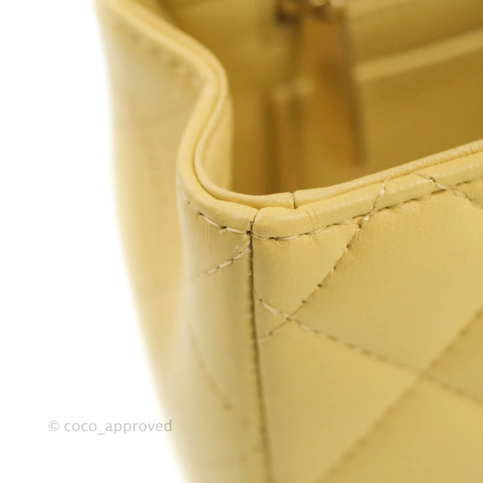 Chanel Top Handle Mini Rectangular Flap Bag Yellow Lambskin Gold Hardware