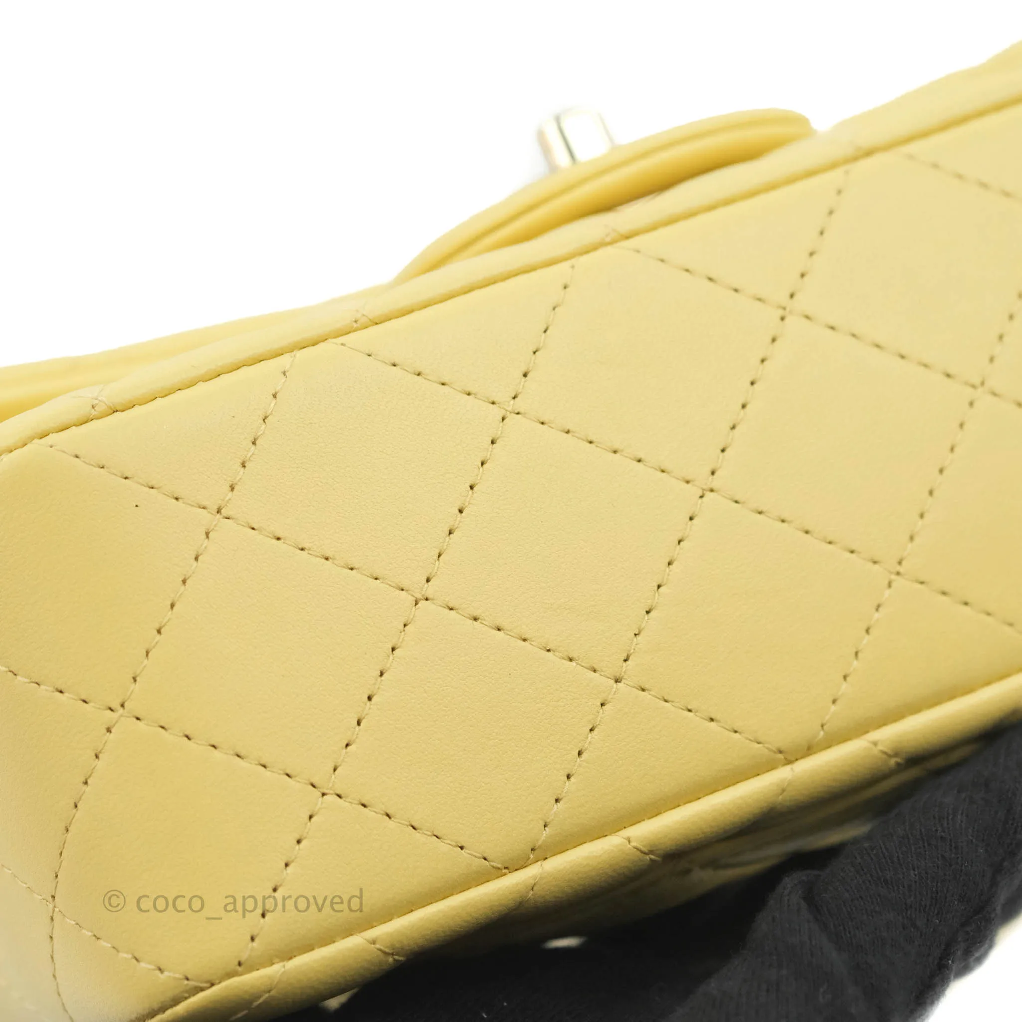 Chanel Top Handle Mini Rectangular Flap Bag Yellow Lambskin Gold Hardware
