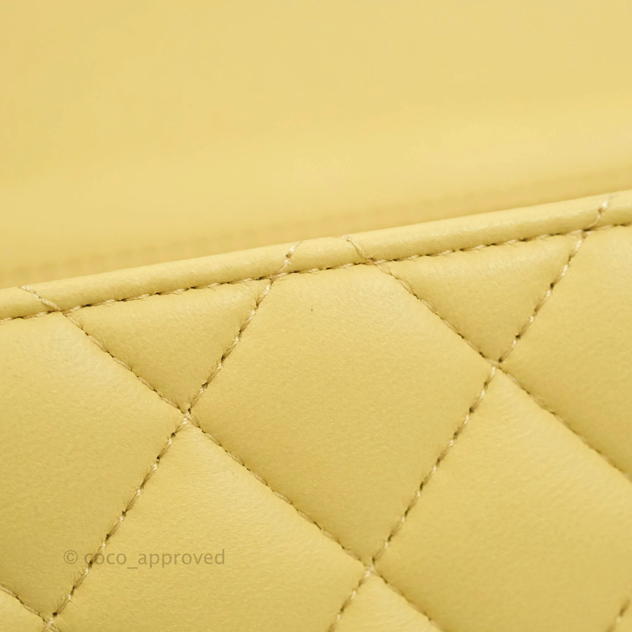 Chanel Top Handle Mini Rectangular Flap Bag Yellow Lambskin Gold Hardware