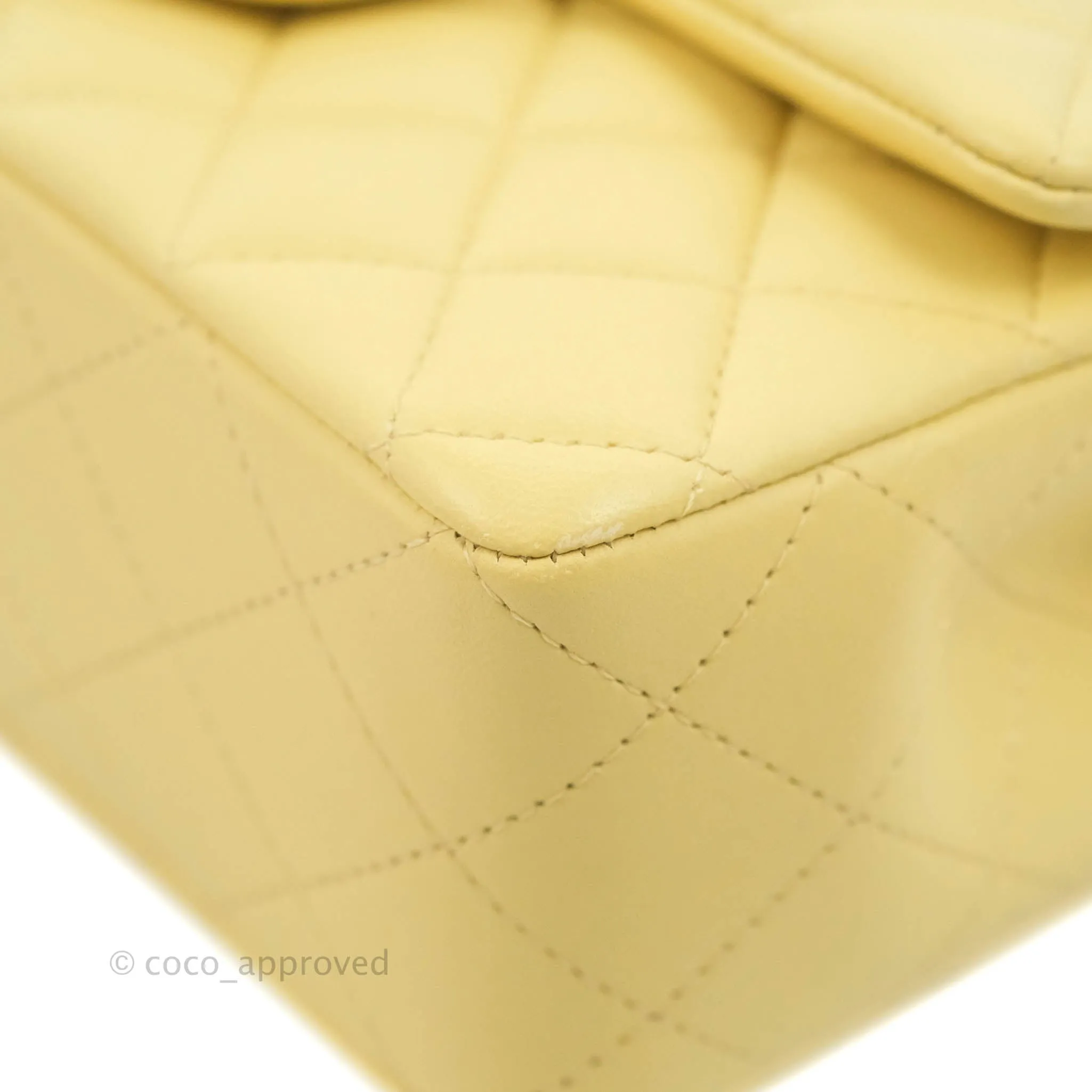 Chanel Top Handle Mini Rectangular Flap Bag Yellow Lambskin Gold Hardware
