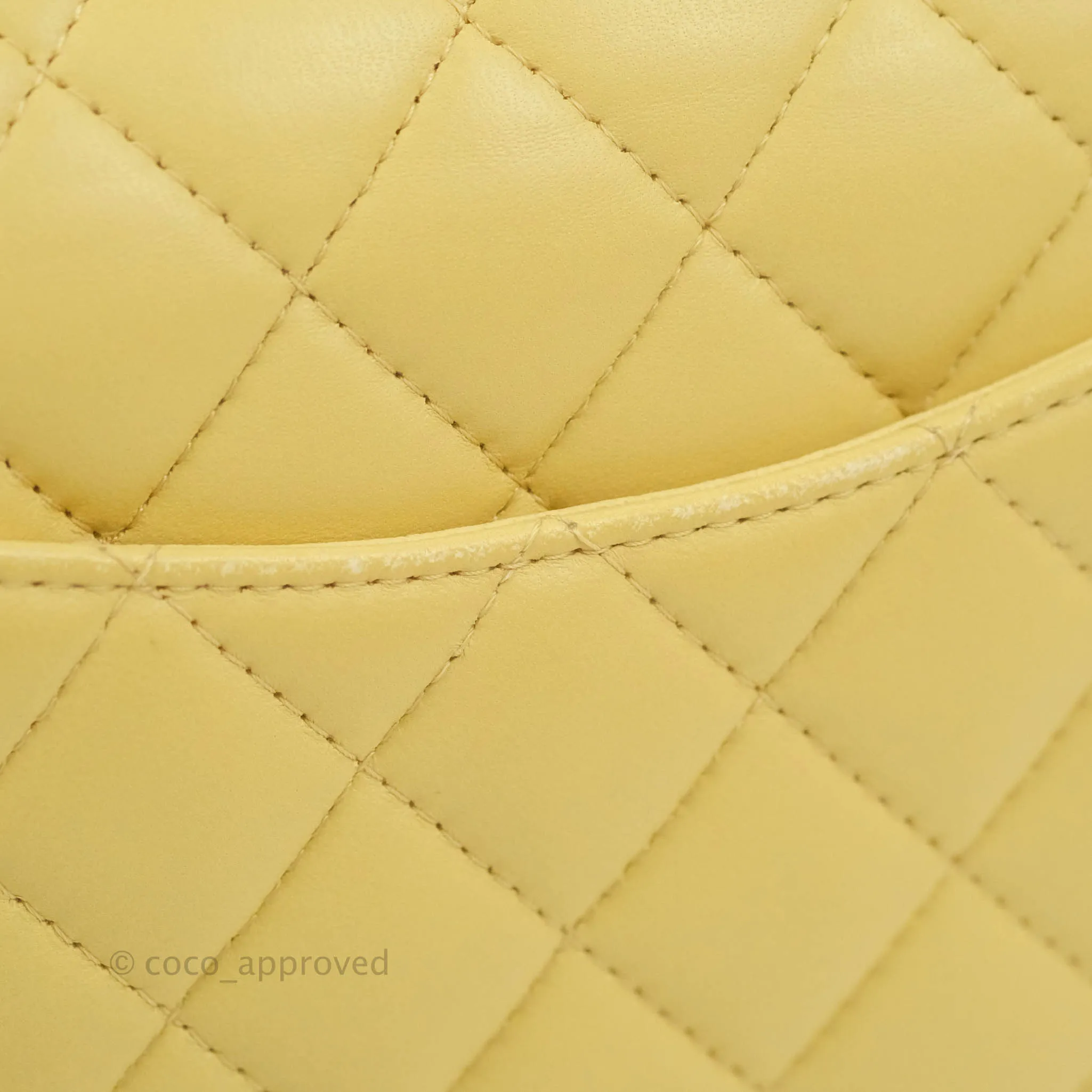 Chanel Top Handle Mini Rectangular Flap Bag Yellow Lambskin Gold Hardware