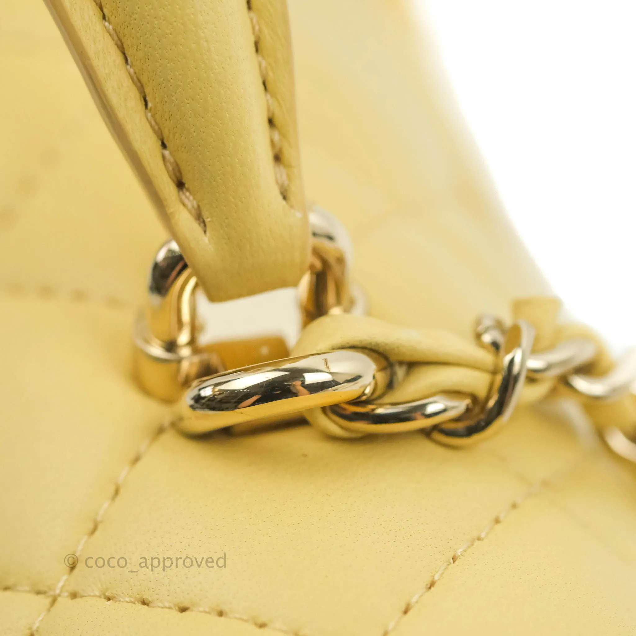 Chanel Top Handle Mini Rectangular Flap Bag Yellow Lambskin Gold Hardware