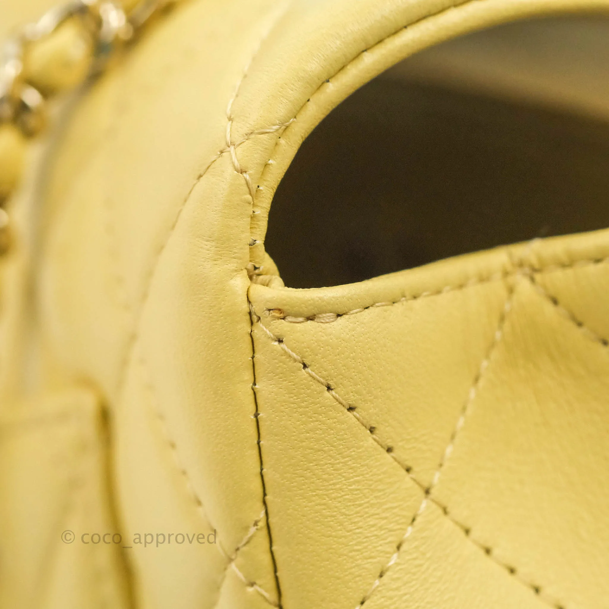Chanel Top Handle Mini Rectangular Flap Bag Yellow Lambskin Gold Hardware