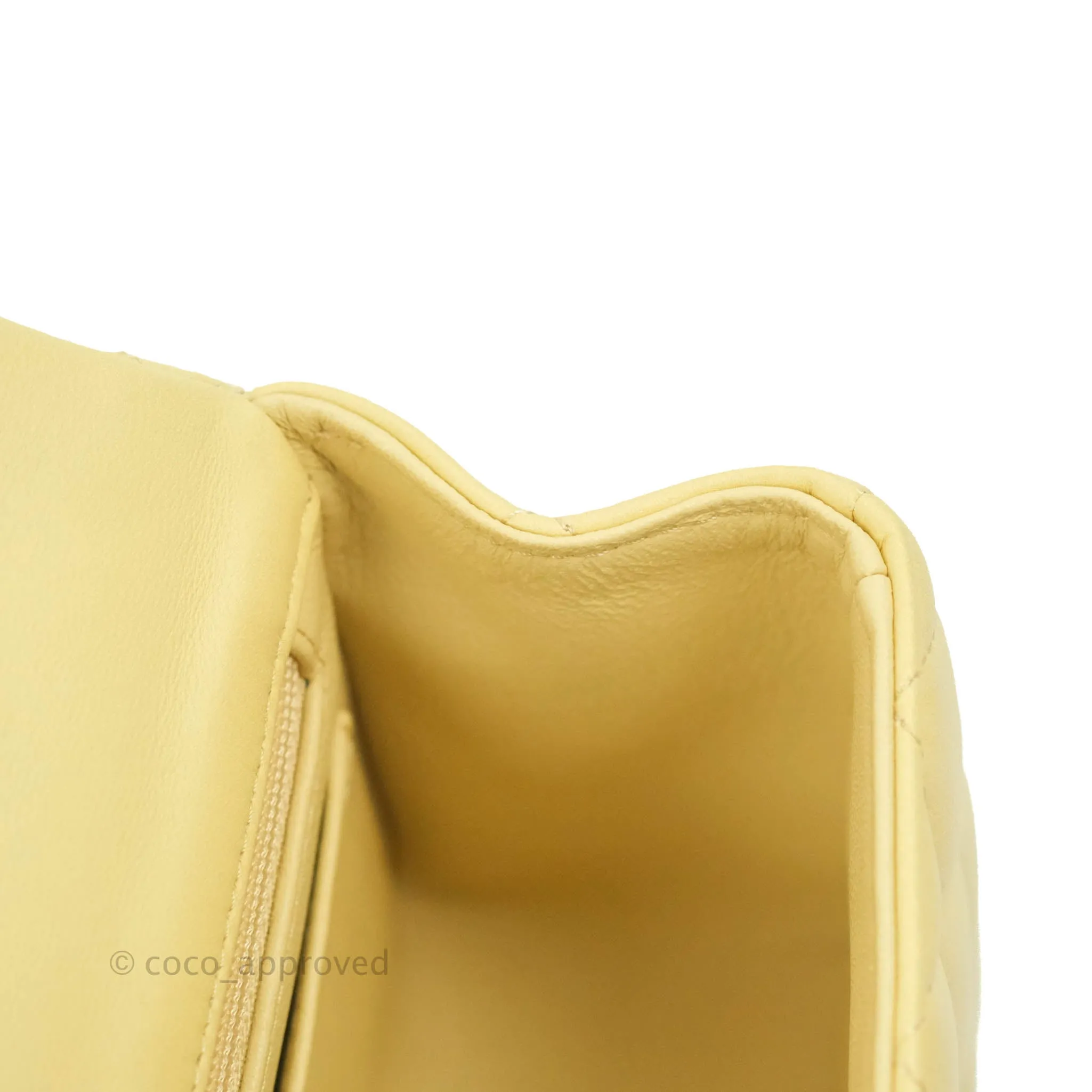 Chanel Top Handle Mini Rectangular Flap Bag Yellow Lambskin Gold Hardware