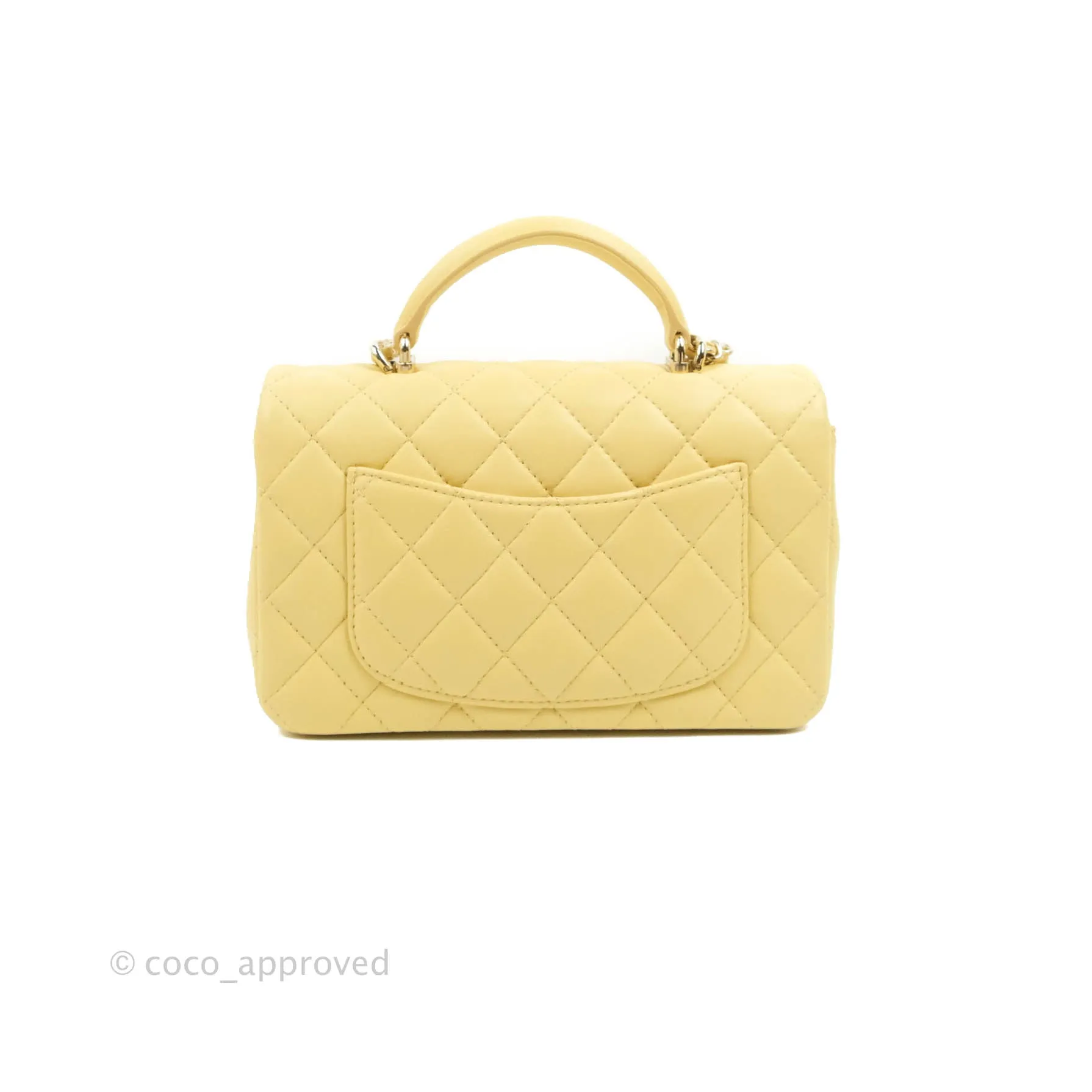 Chanel Top Handle Mini Rectangular Flap Bag Yellow Lambskin Gold Hardware