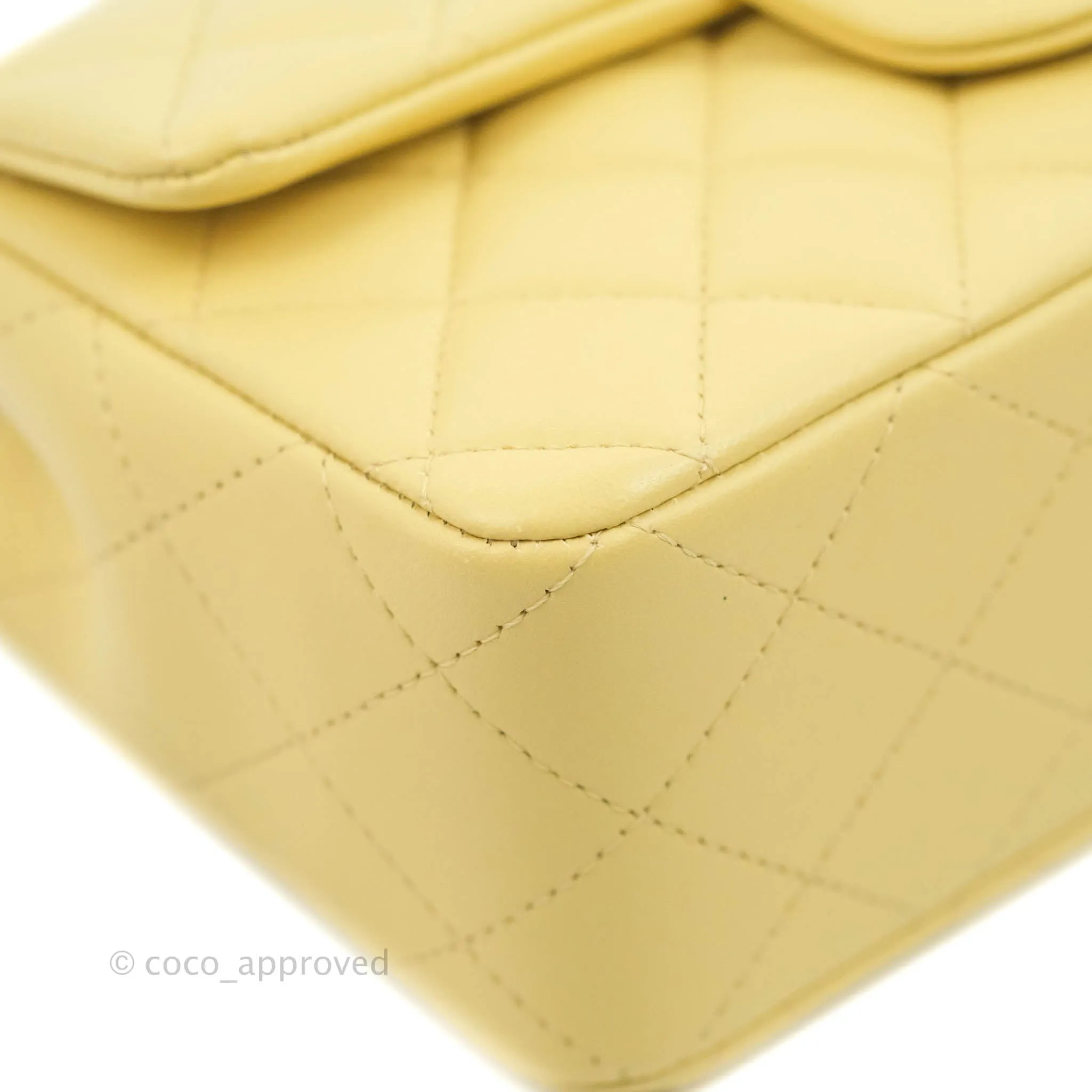 Chanel Top Handle Mini Rectangular Flap Bag Yellow Lambskin Gold Hardware