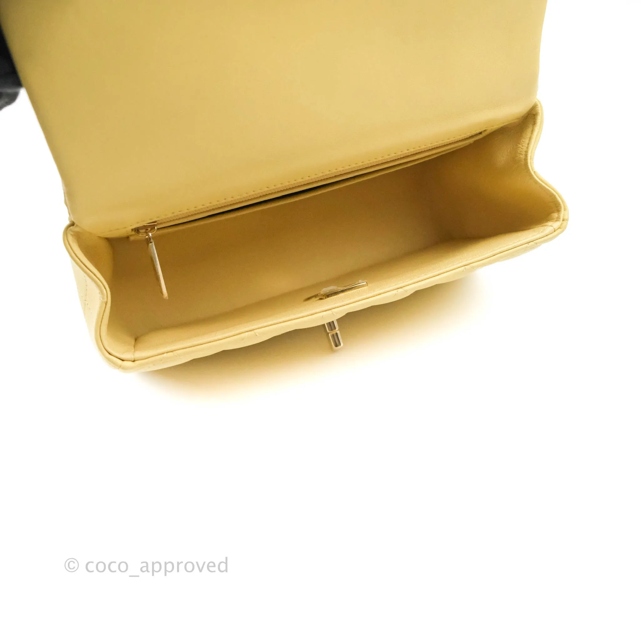 Chanel Top Handle Mini Rectangular Flap Bag Yellow Lambskin Gold Hardware