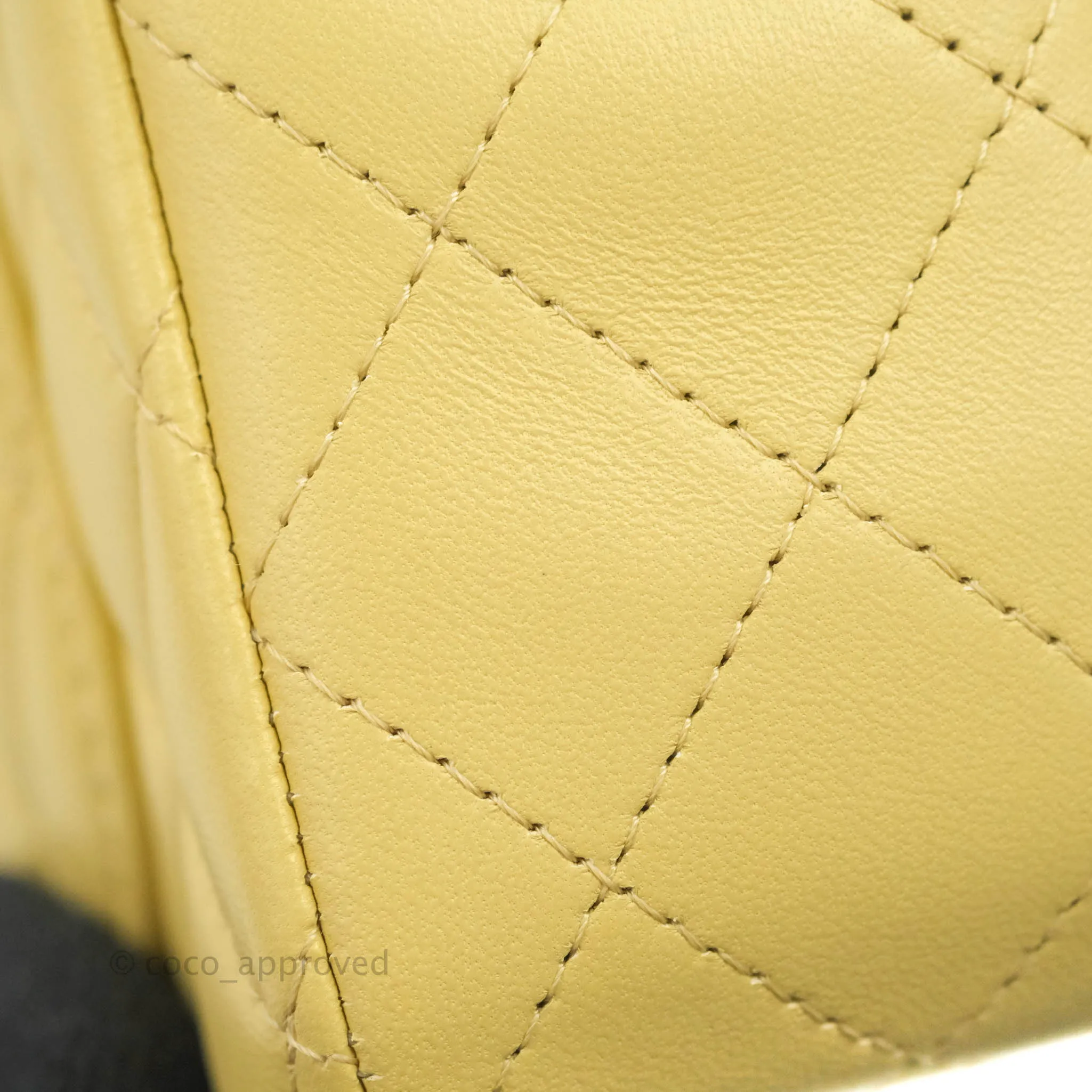 Chanel Top Handle Mini Rectangular Flap Bag Yellow Lambskin Gold Hardware