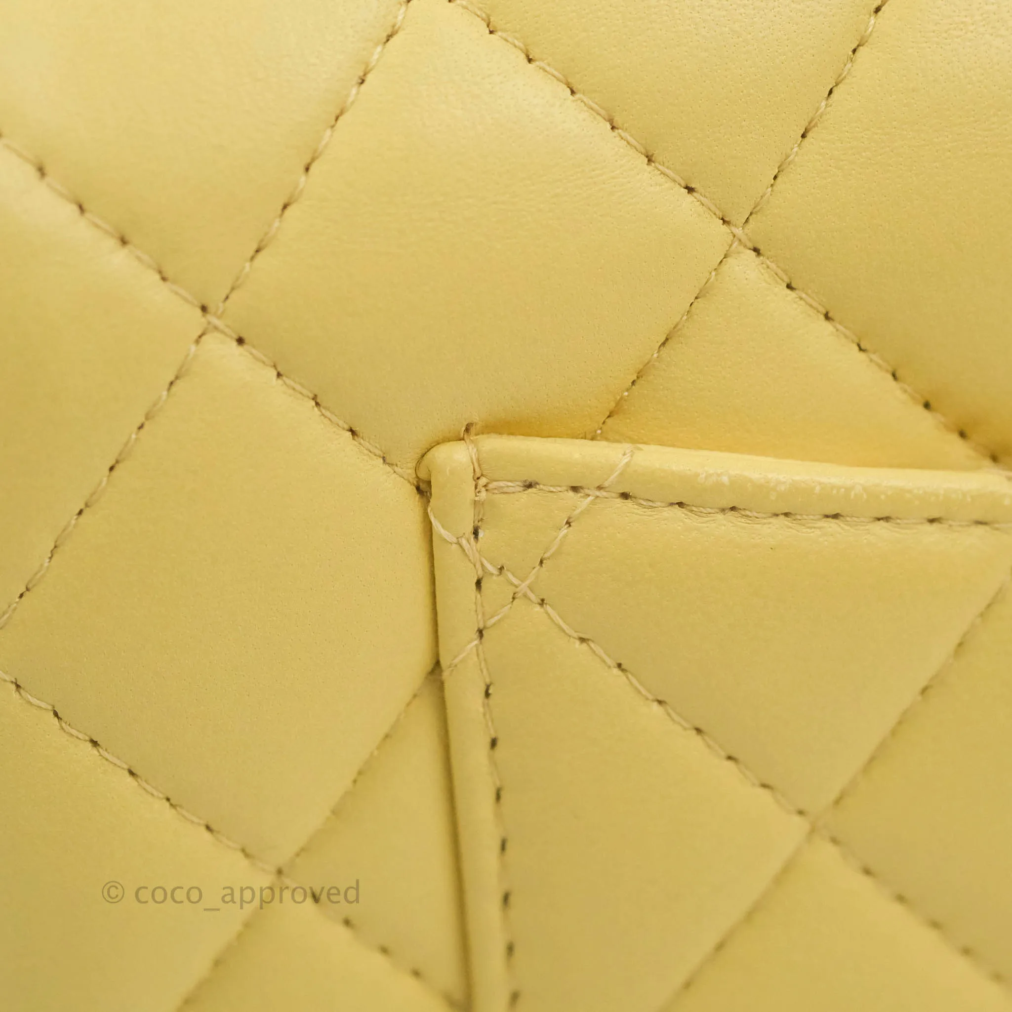 Chanel Top Handle Mini Rectangular Flap Bag Yellow Lambskin Gold Hardware