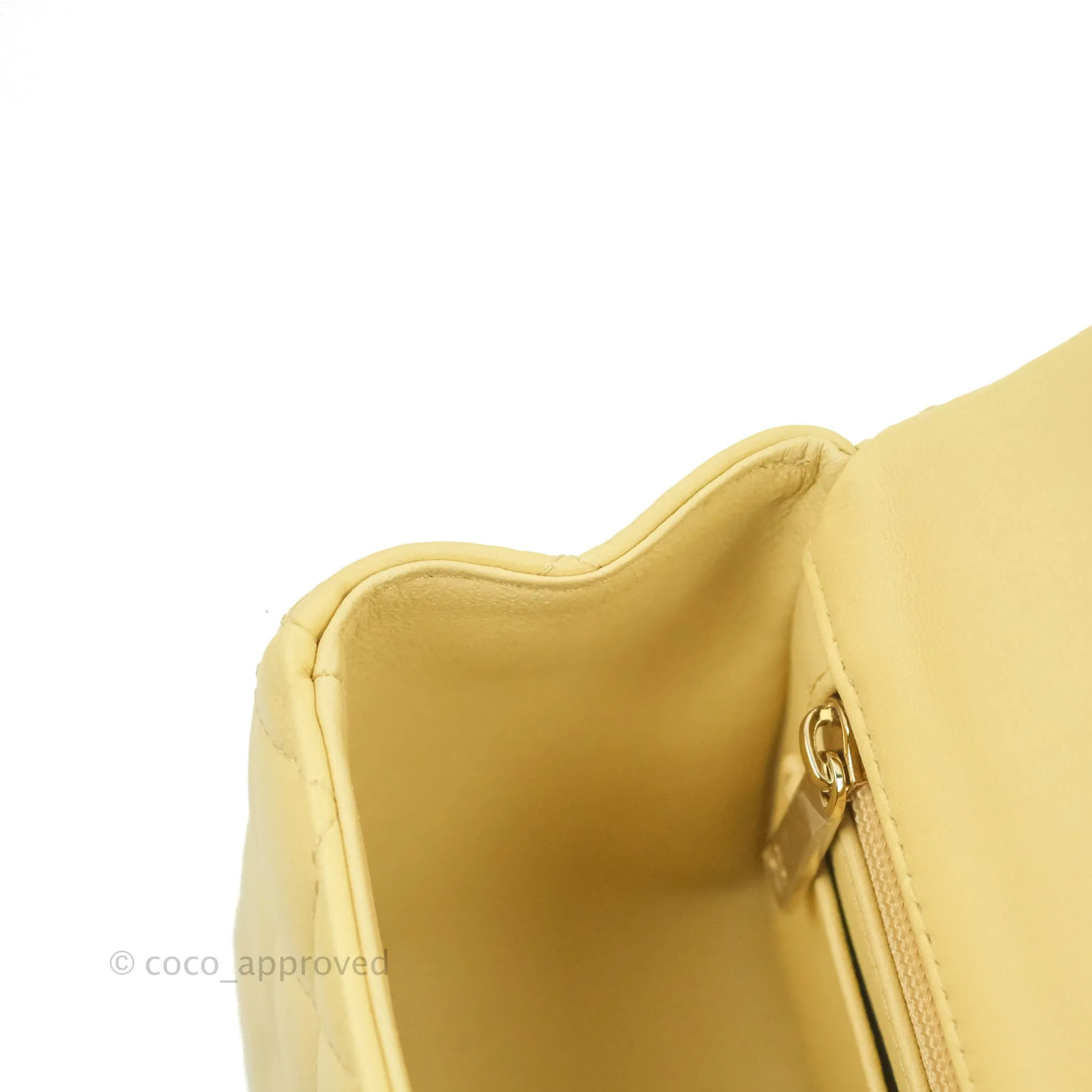 Chanel Top Handle Mini Rectangular Flap Bag Yellow Lambskin Gold Hardware