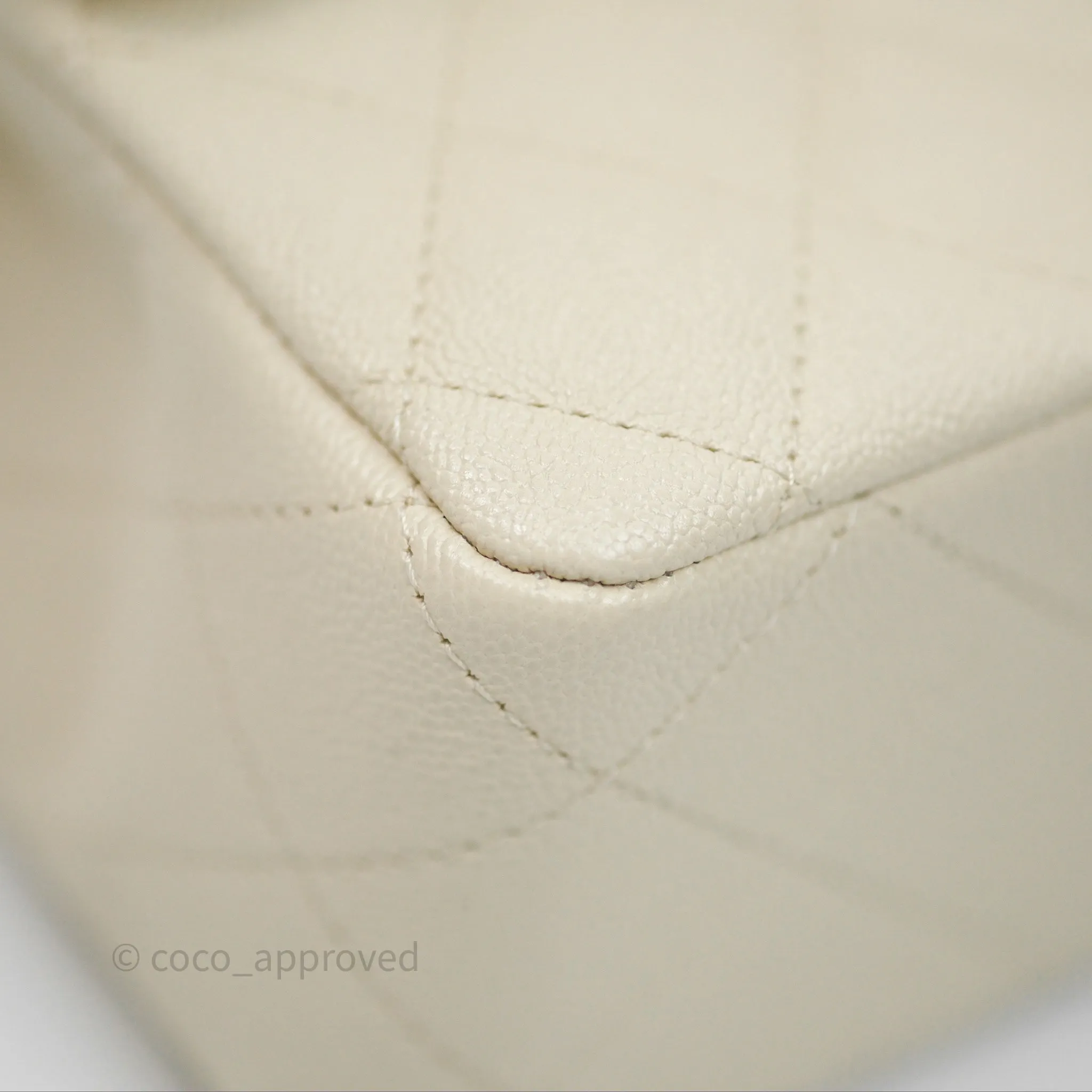 Chanel Top Handle Mini Rectangular Flap Ivory Caviar Aged Gold Hardware