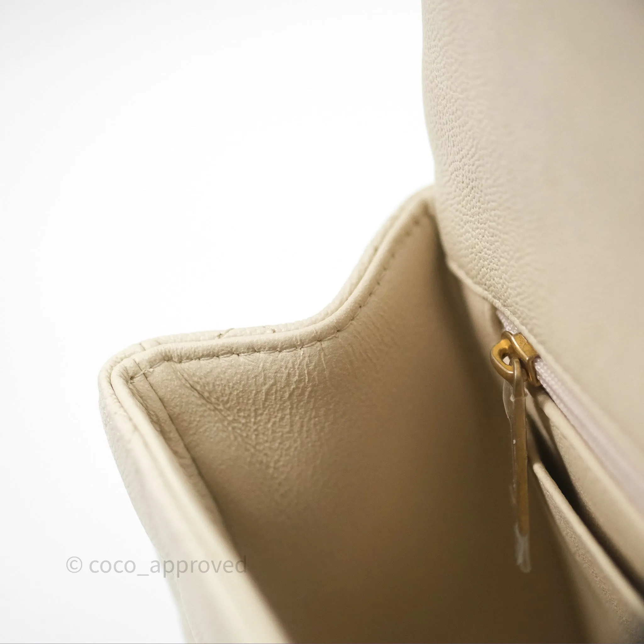 Chanel Top Handle Mini Rectangular Flap Ivory Caviar Aged Gold Hardware