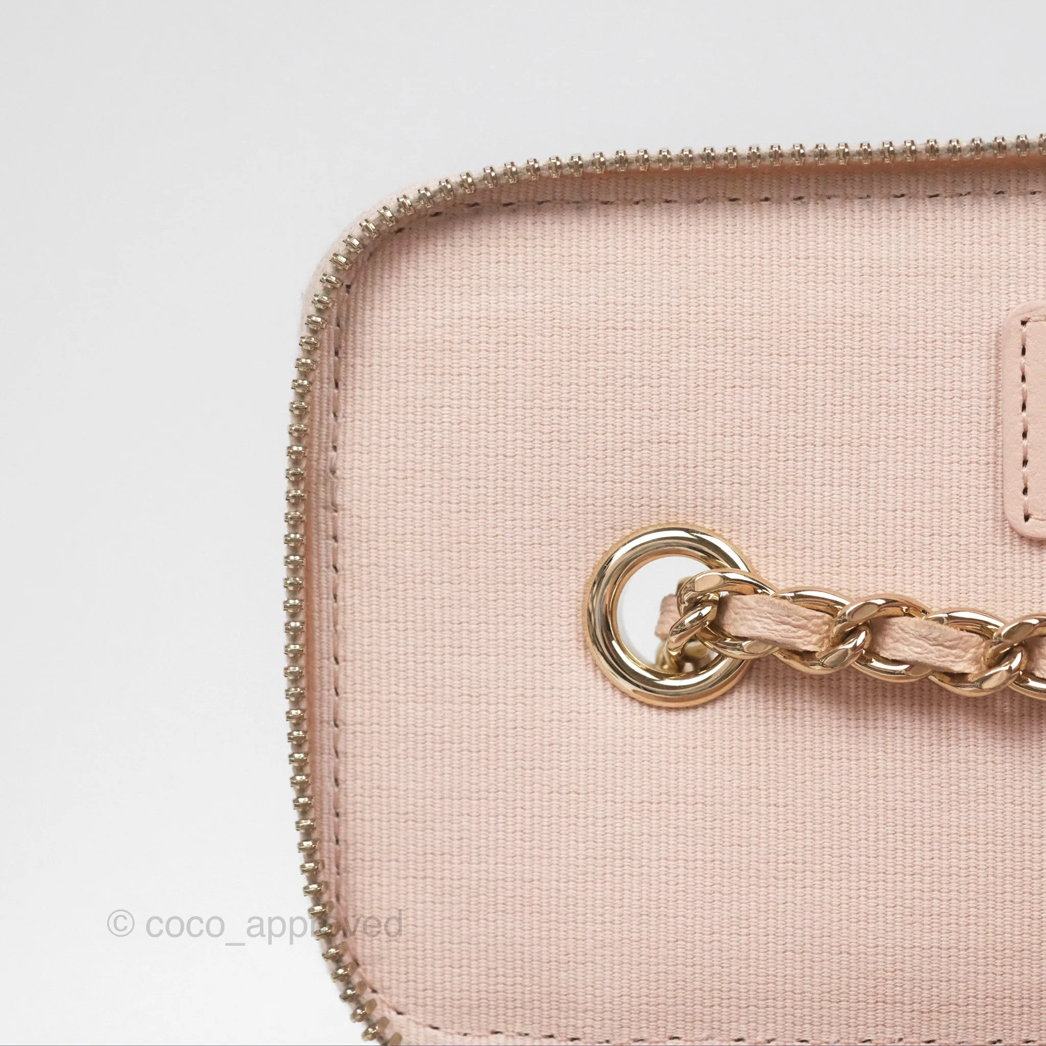 Chanel Vanity Rectangular With Chain Pink Caviar Gold Hardware