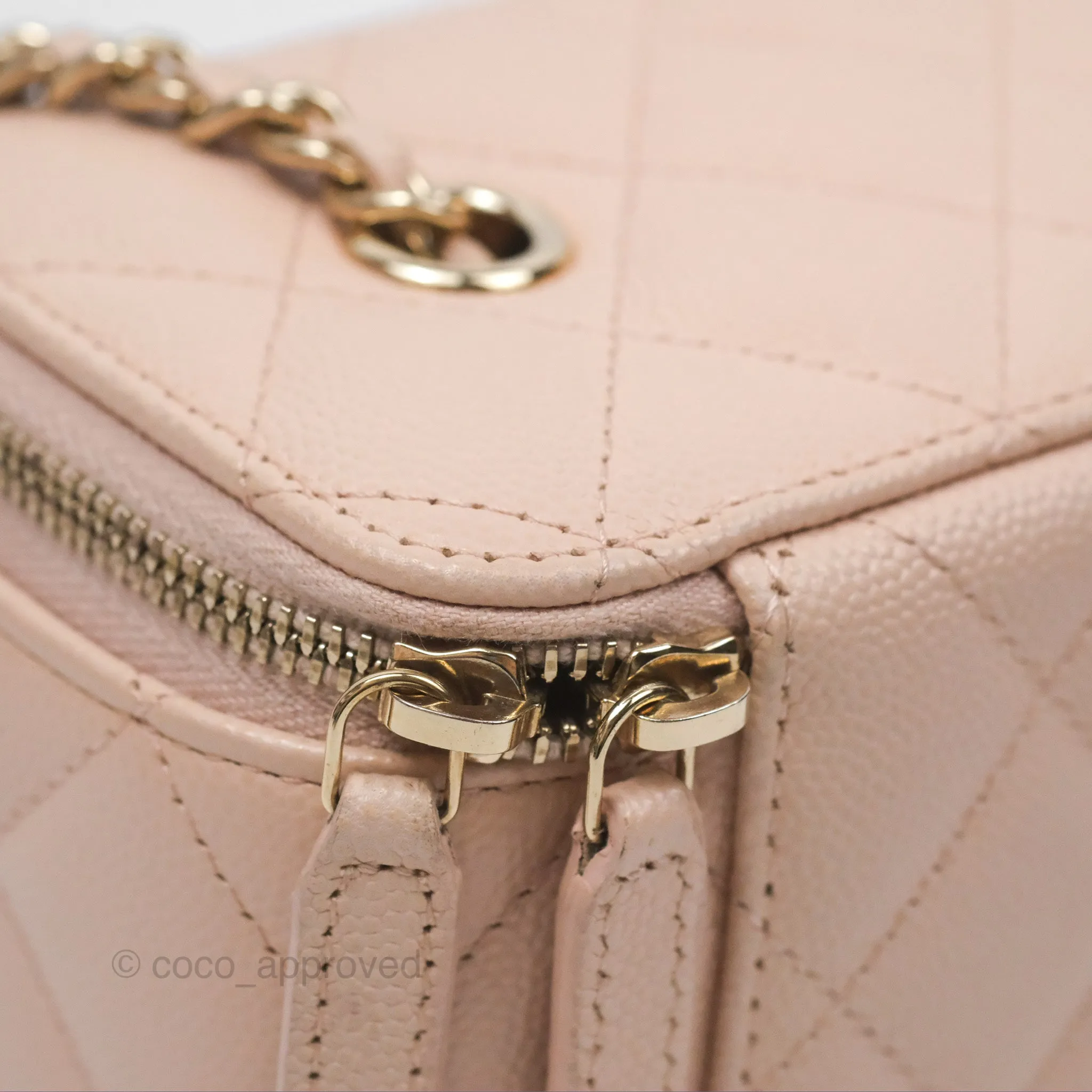 Chanel Vanity Rectangular With Chain Pink Caviar Gold Hardware