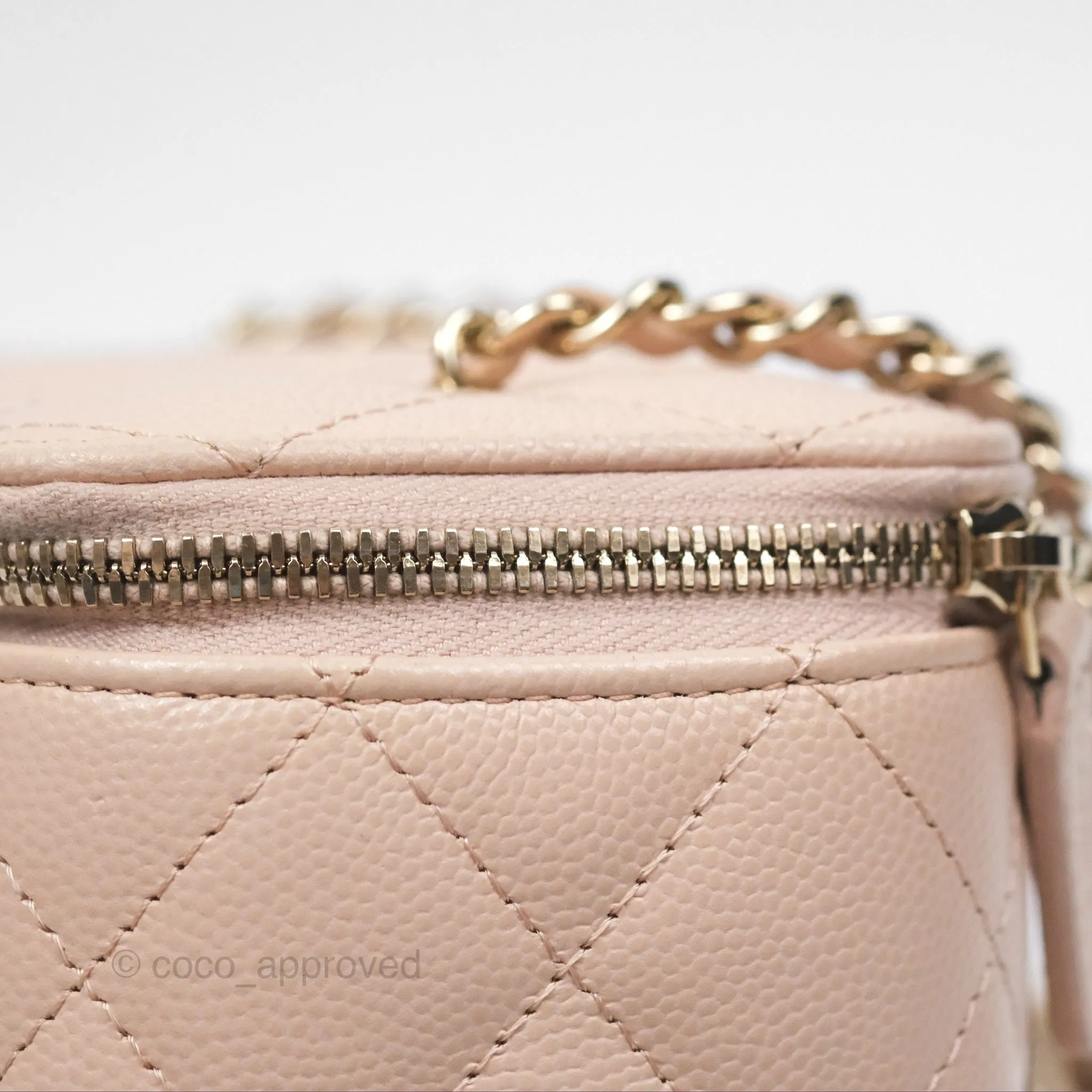 Chanel Vanity Rectangular With Chain Pink Caviar Gold Hardware