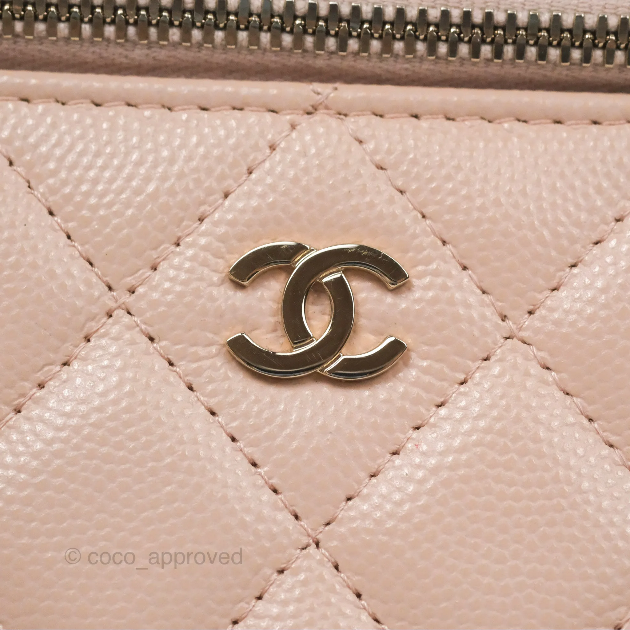 Chanel Vanity Rectangular With Chain Pink Caviar Gold Hardware