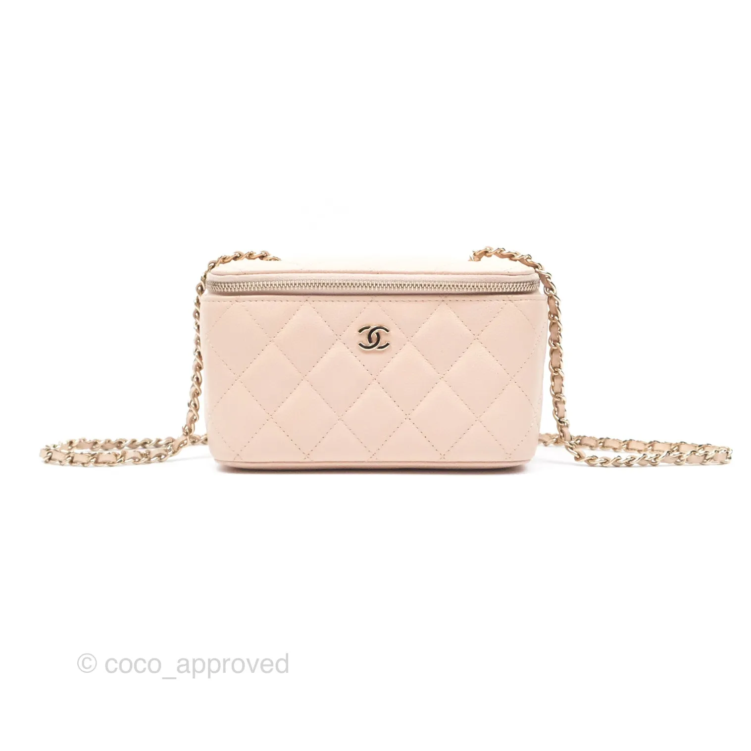 Chanel Vanity Rectangular With Chain Pink Caviar Gold Hardware