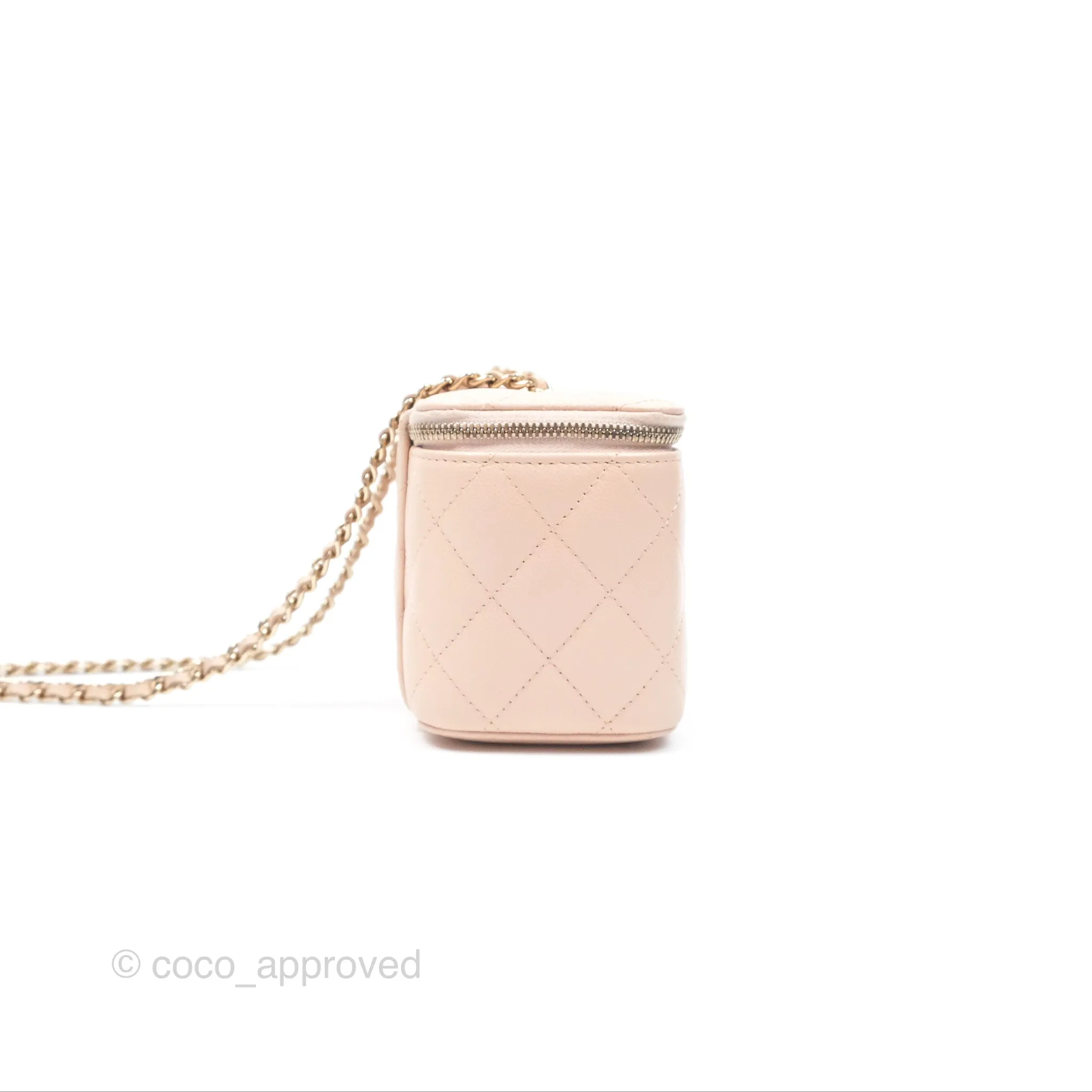 Chanel Vanity Rectangular With Chain Pink Caviar Gold Hardware