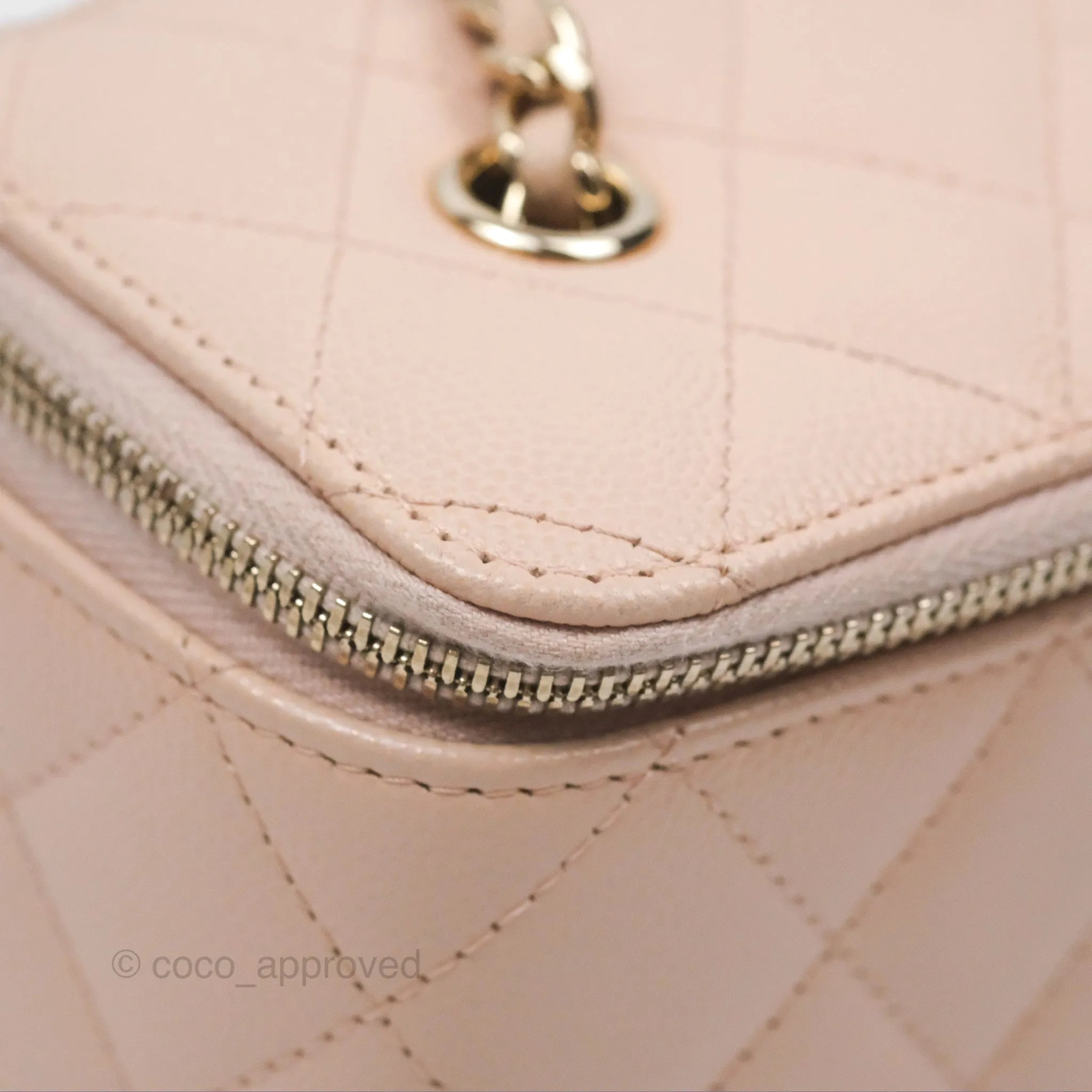 Chanel Vanity Rectangular With Chain Pink Caviar Gold Hardware