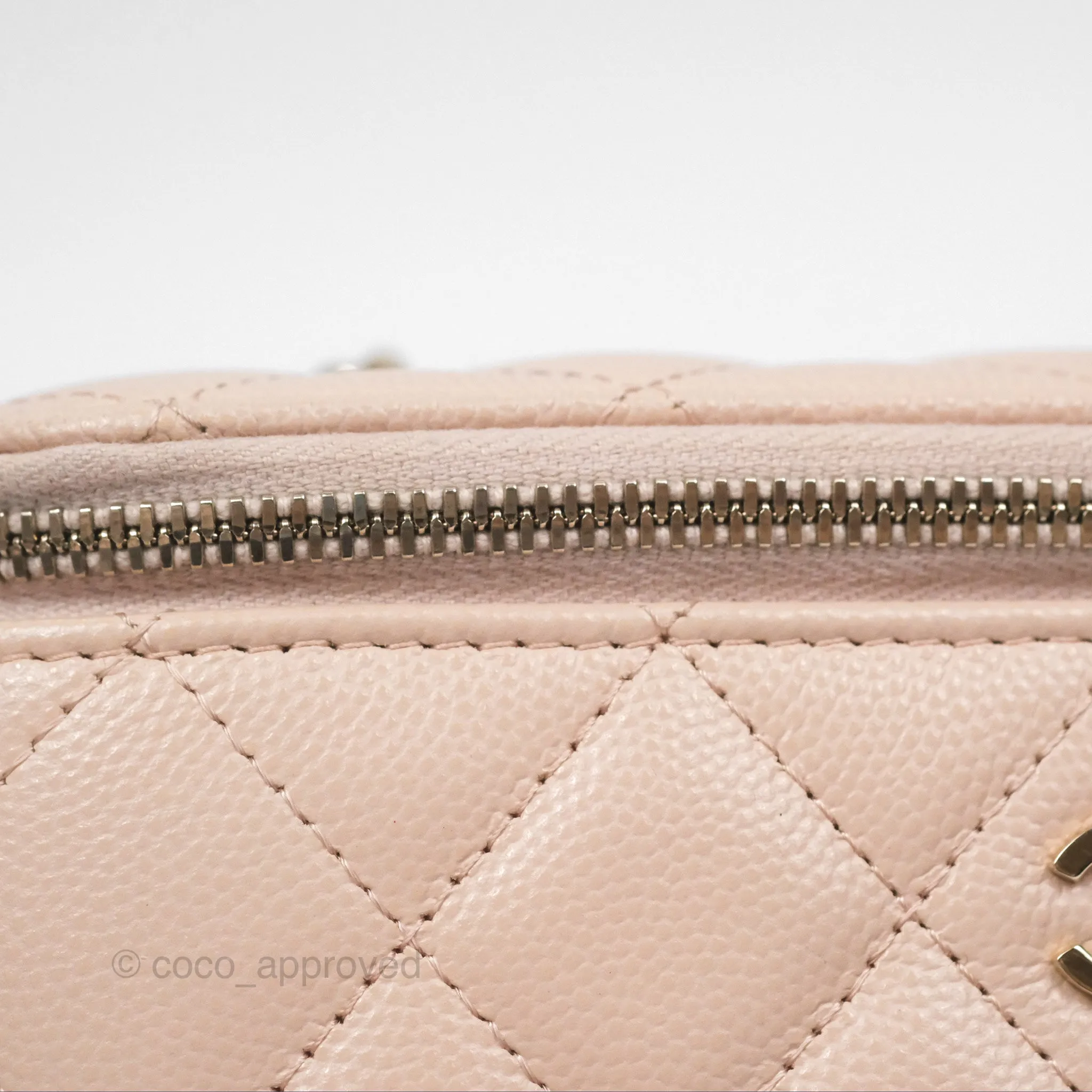 Chanel Vanity Rectangular With Chain Pink Caviar Gold Hardware
